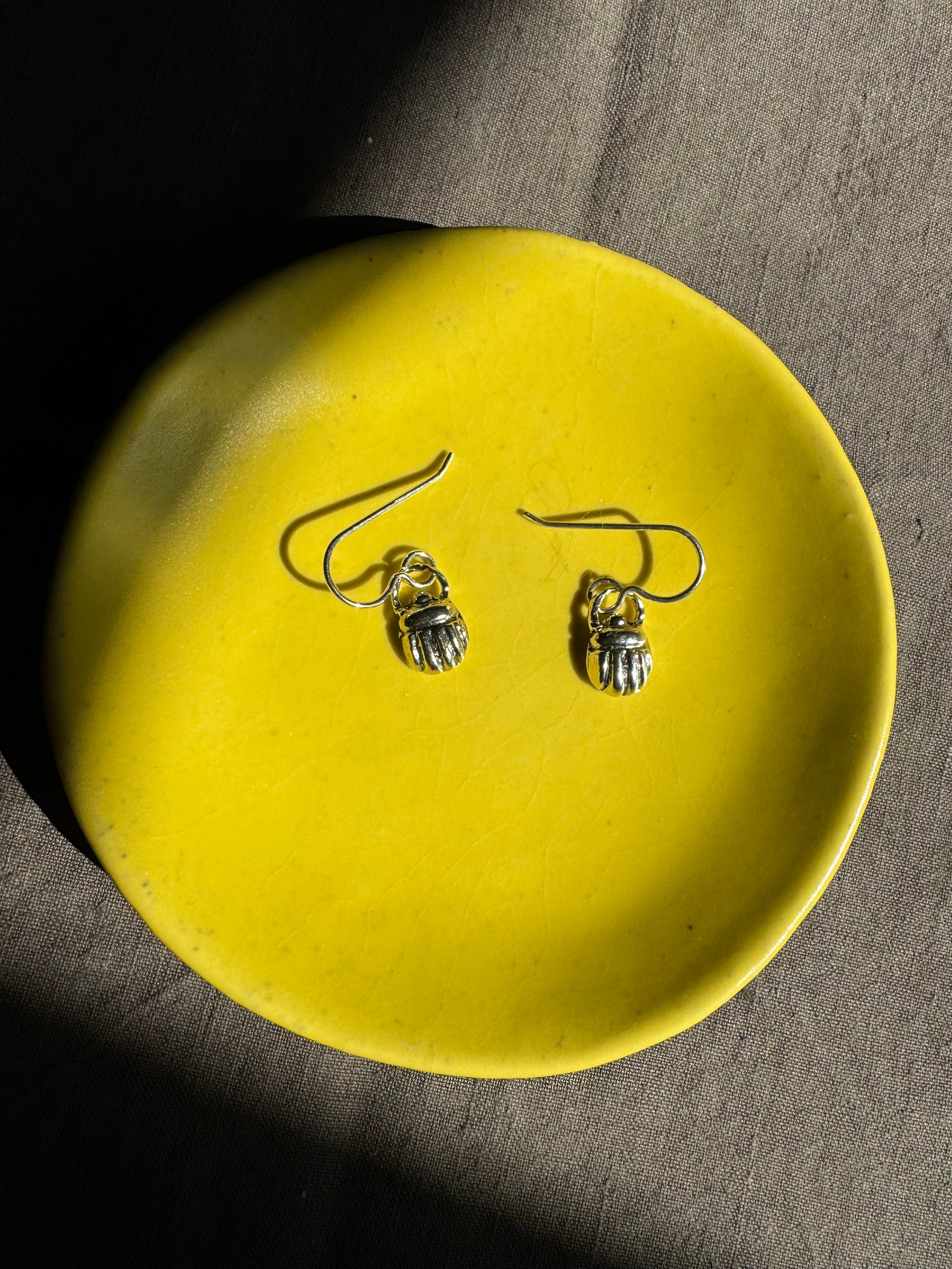 Sterling Silver Scarab Earrings