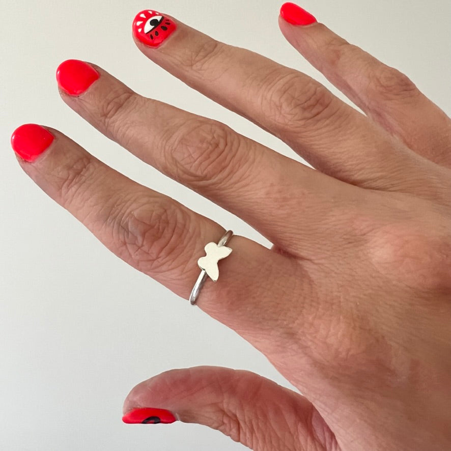 Delicate sterling silver butterfly stacker ring