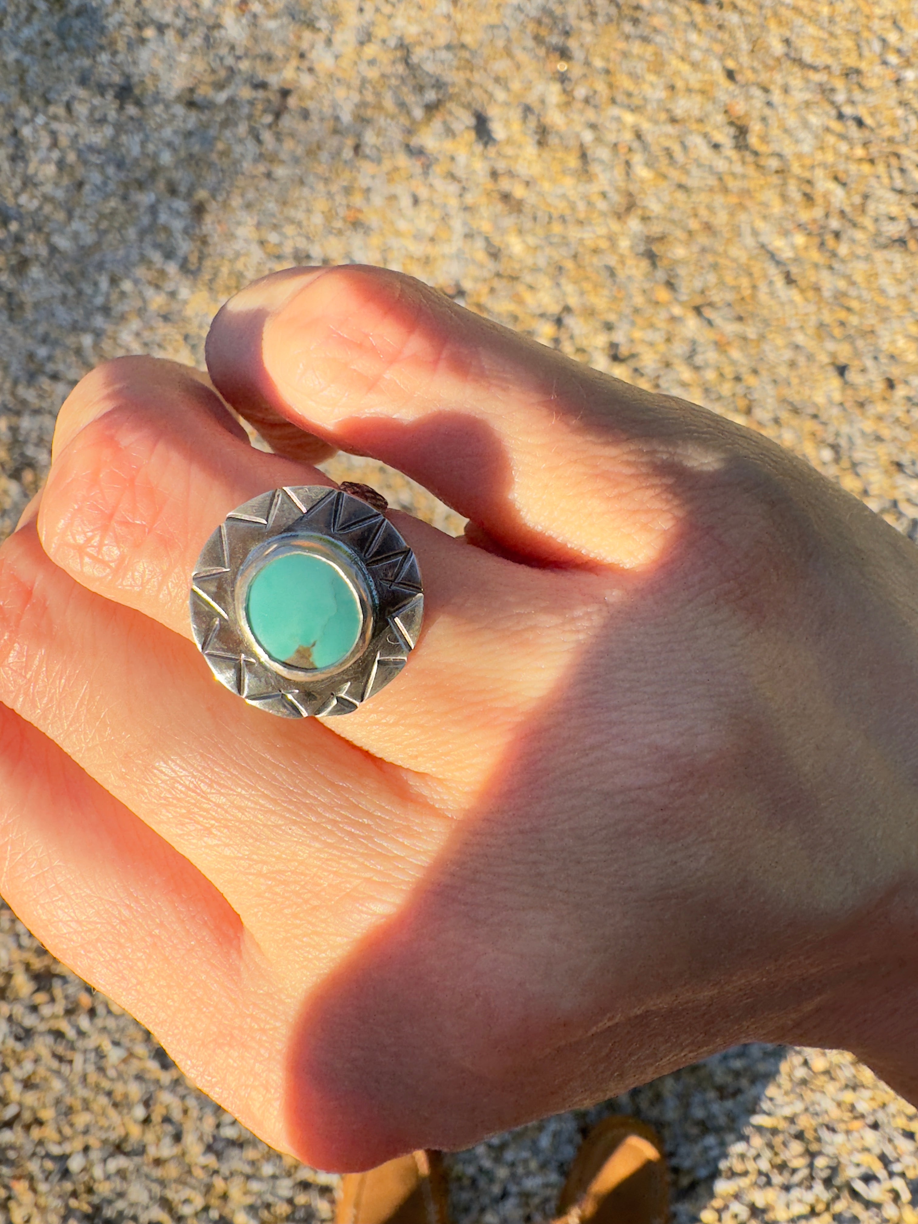 Sterling Silver & Carico Lake Turquoise Ring (Size 5.75/6)