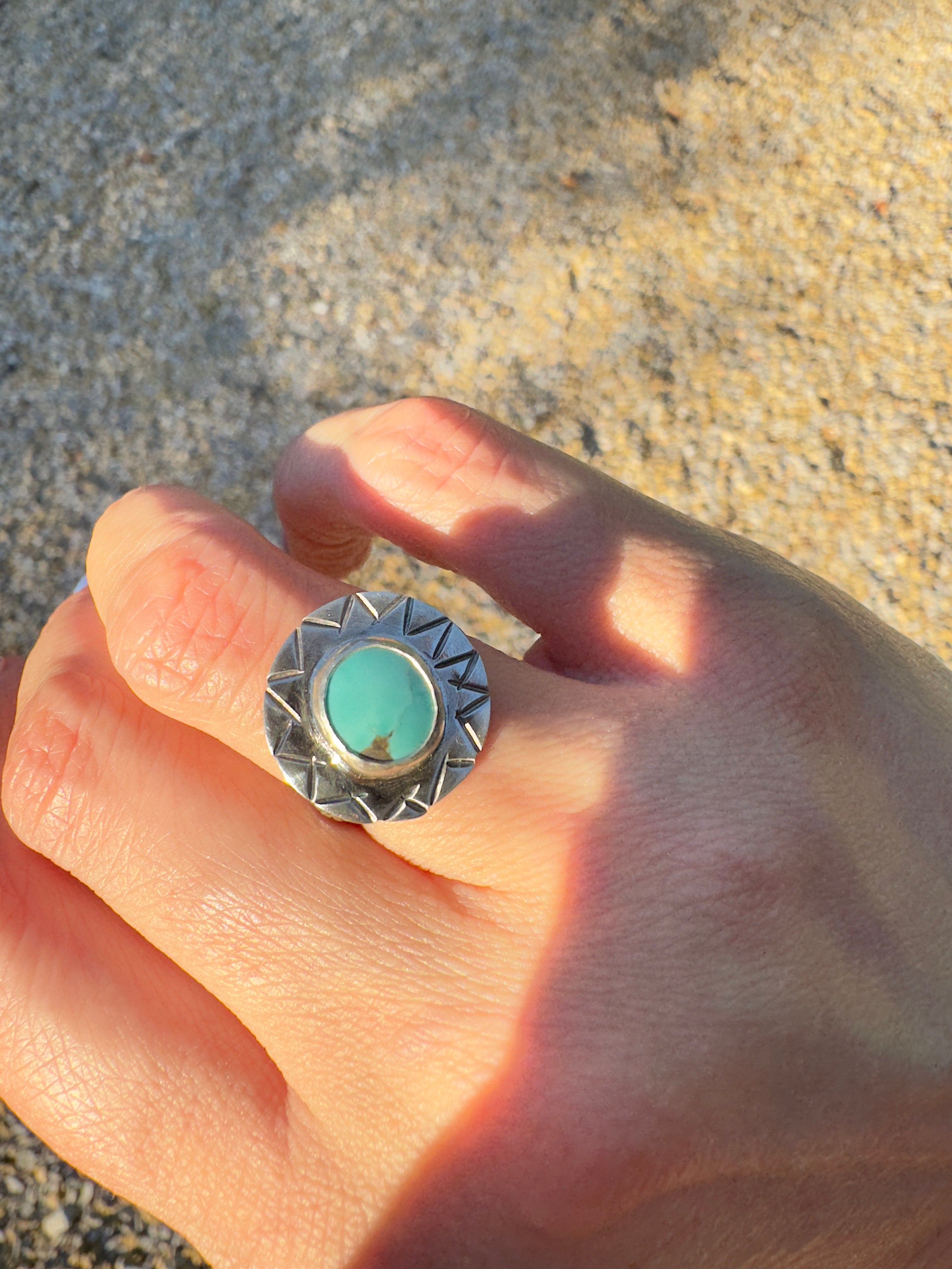 Sterling Silver & Carico Lake Turquoise Ring (Size 5.75/6)