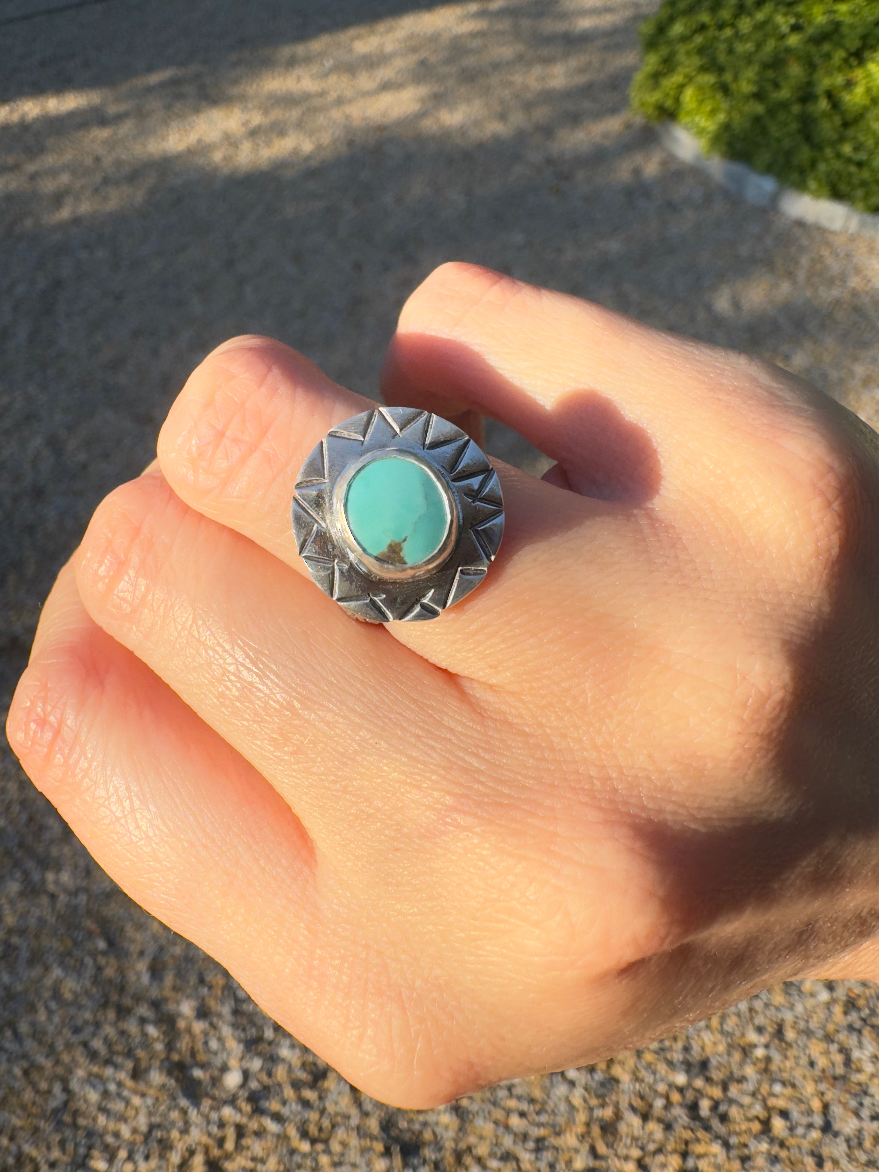 Sterling Silver & Carico Lake Turquoise Ring (Size 5.75/6)