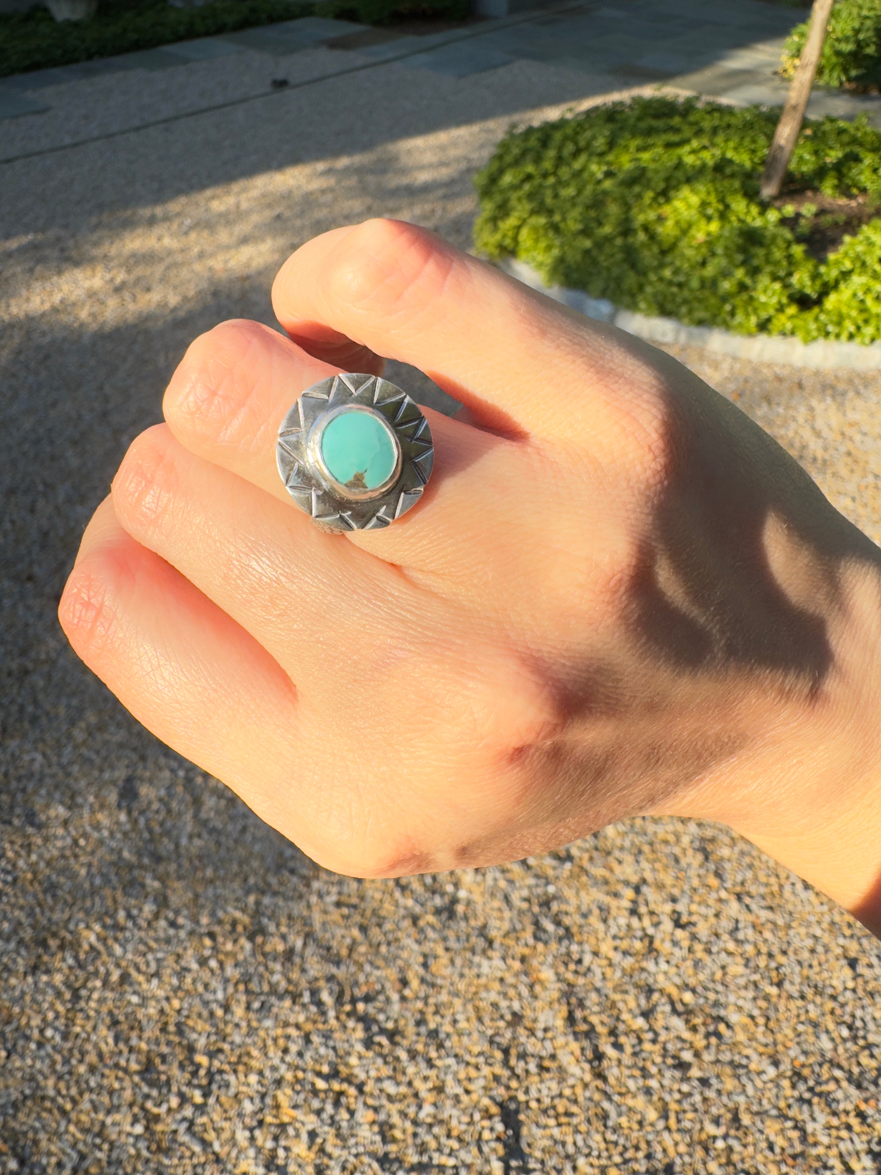 Sterling Silver & Carico Lake Turquoise Ring (Size 5.75/6)