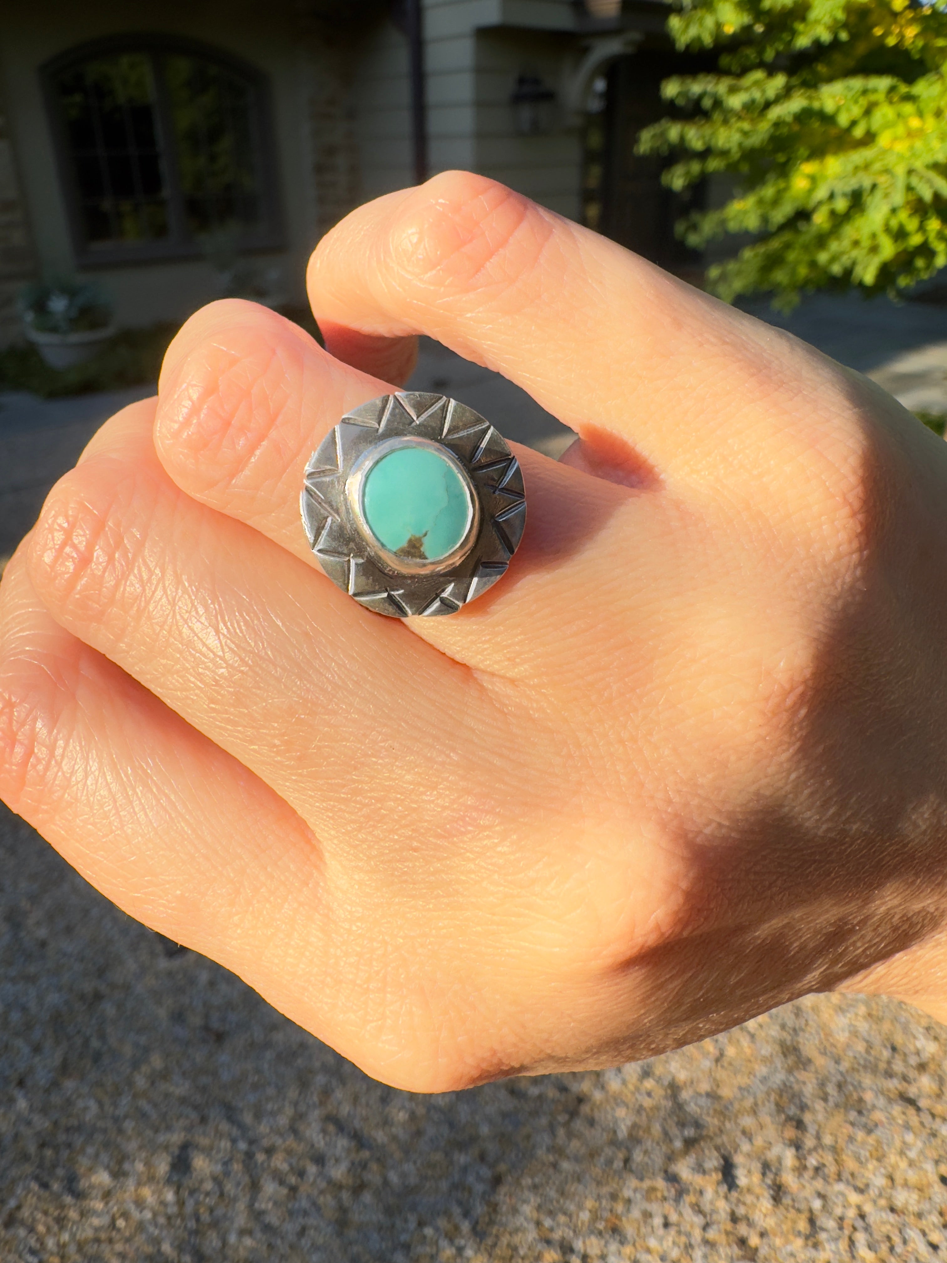 Sterling Silver & Carico Lake Turquoise Ring (Size 5.75/6)