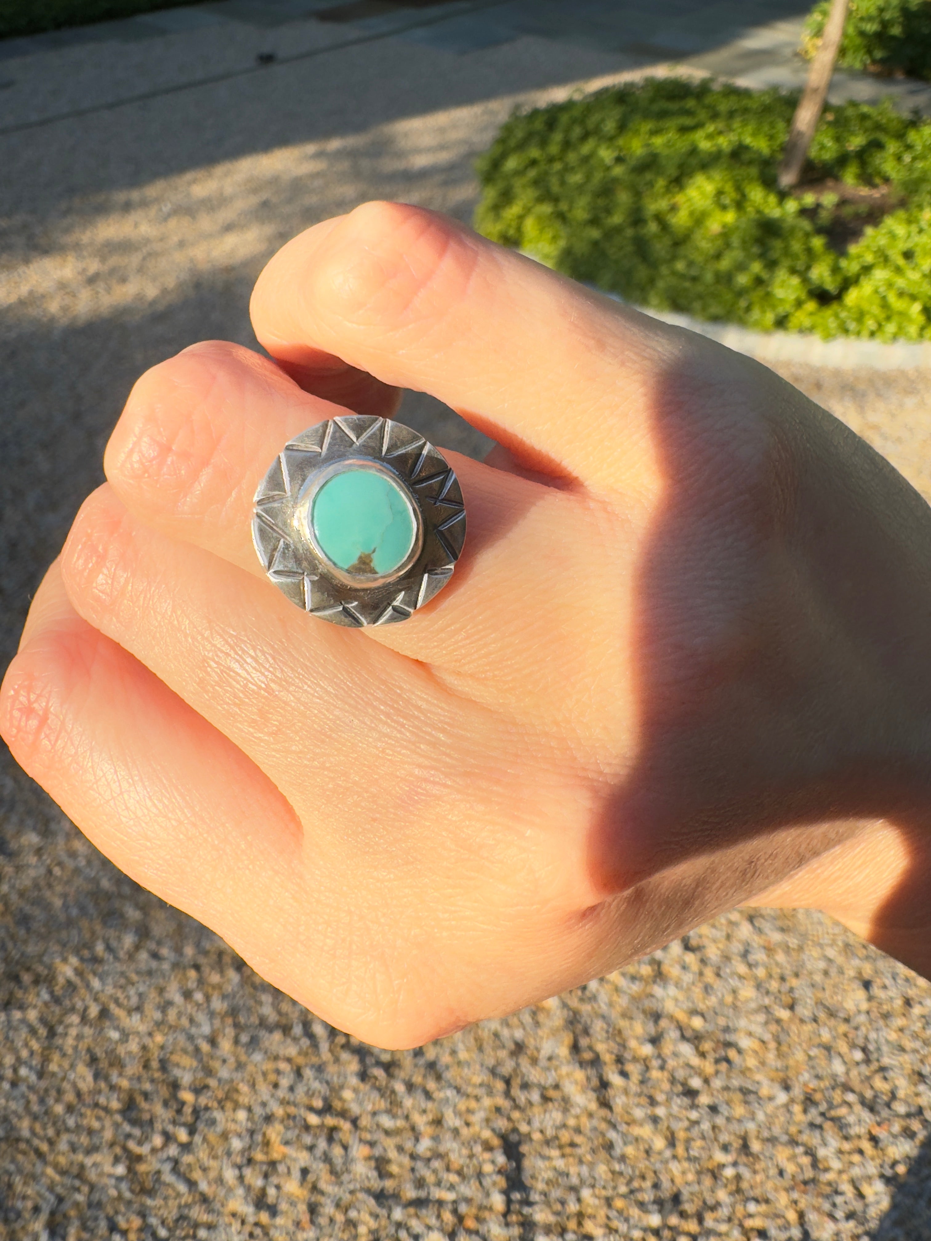 Sterling Silver & Carico Lake Turquoise Ring (Size 5.75/6)