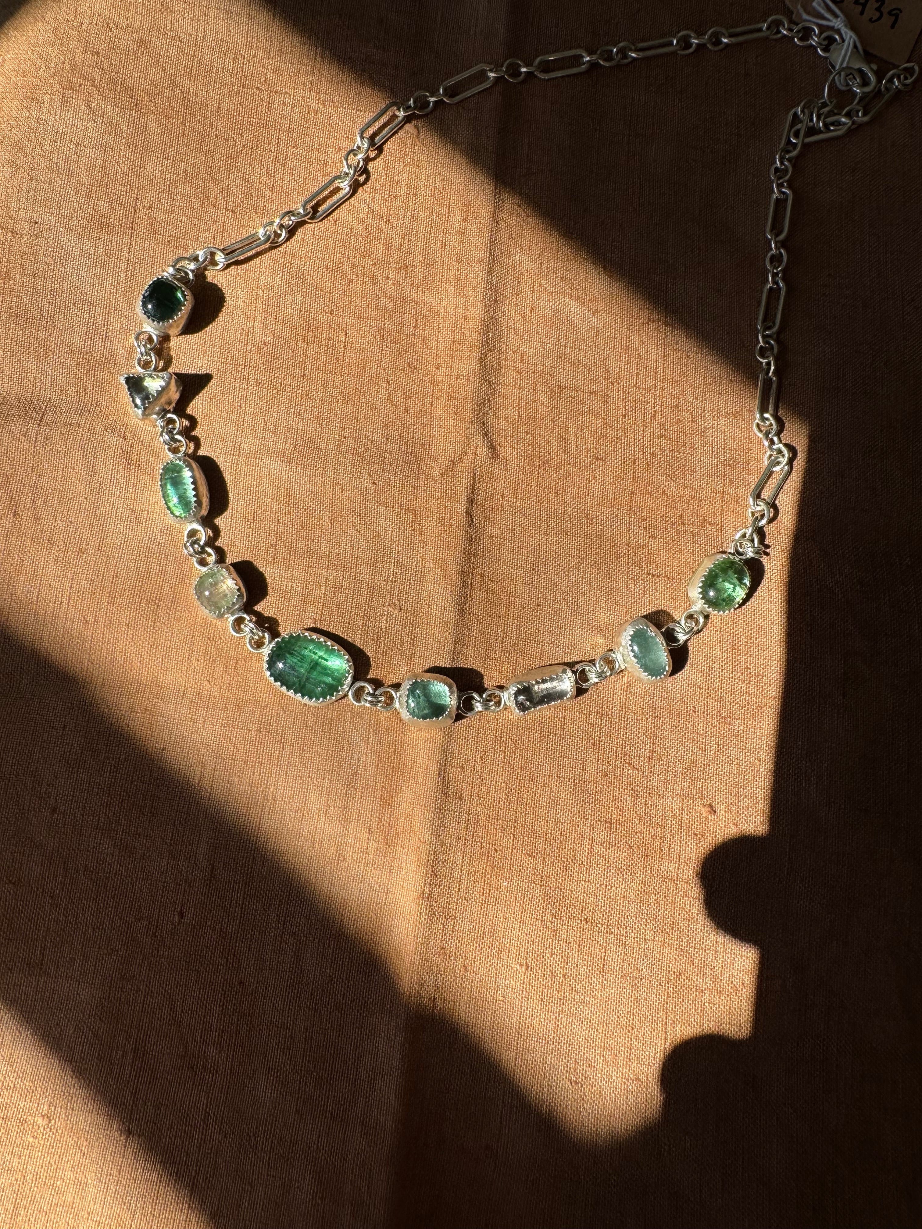 Tourmaline Beaded Choker Necklace in Sterling Silver | Colorful Gemstone Statement — One of a Kind