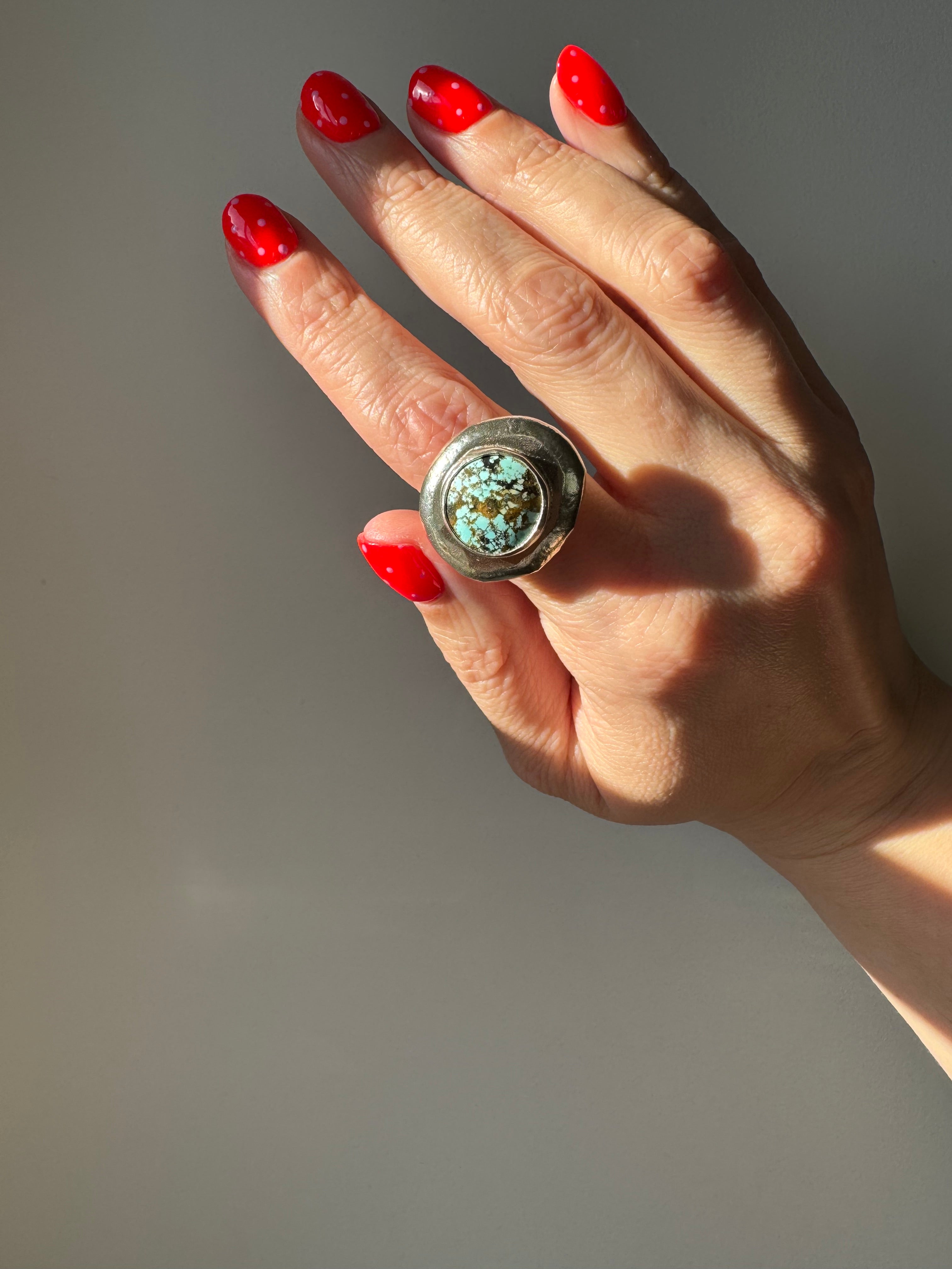 Turquoise Medallion Ring (Size 7.25)