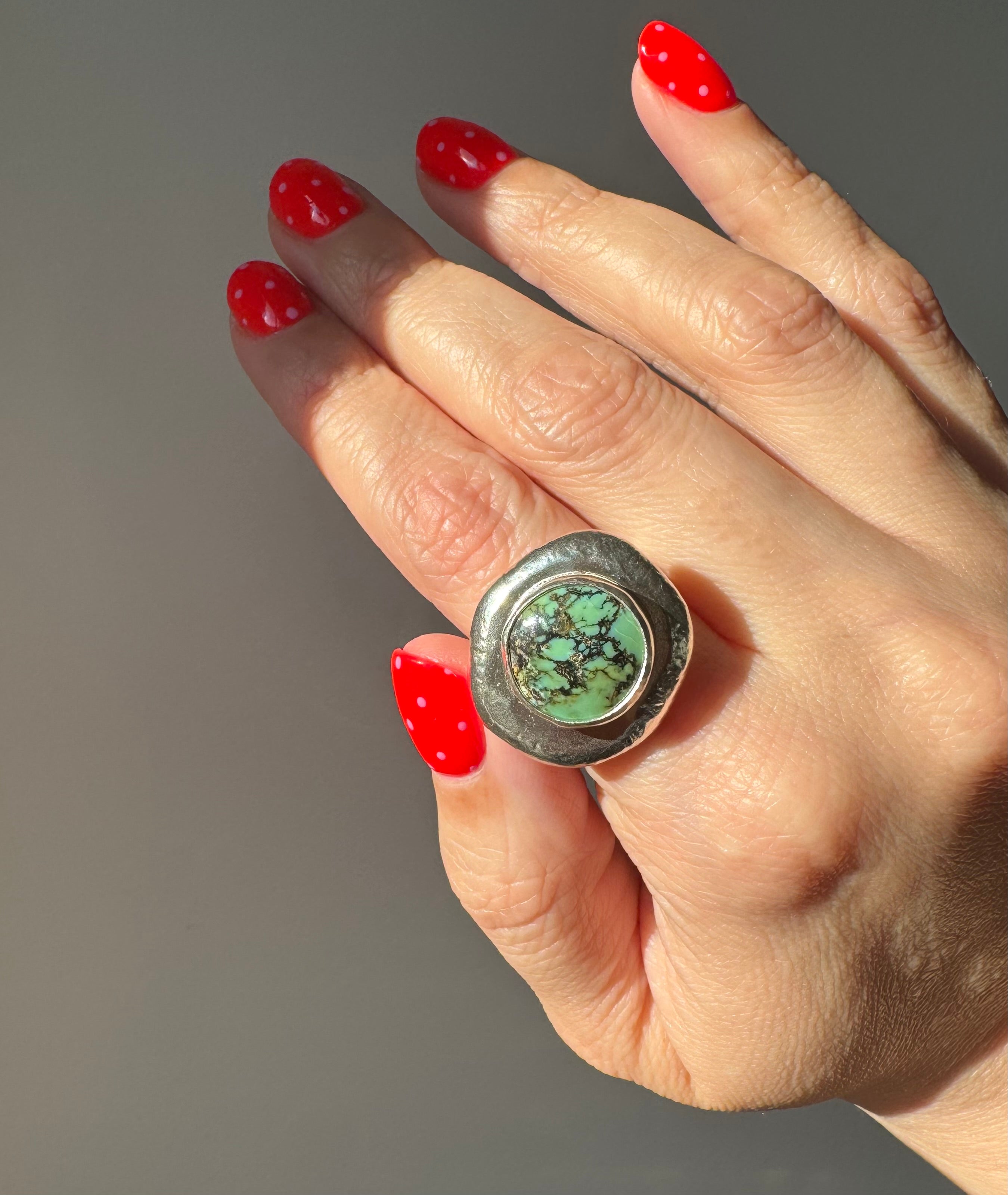 Turquoise Medallion Ring (Size 8.5)
