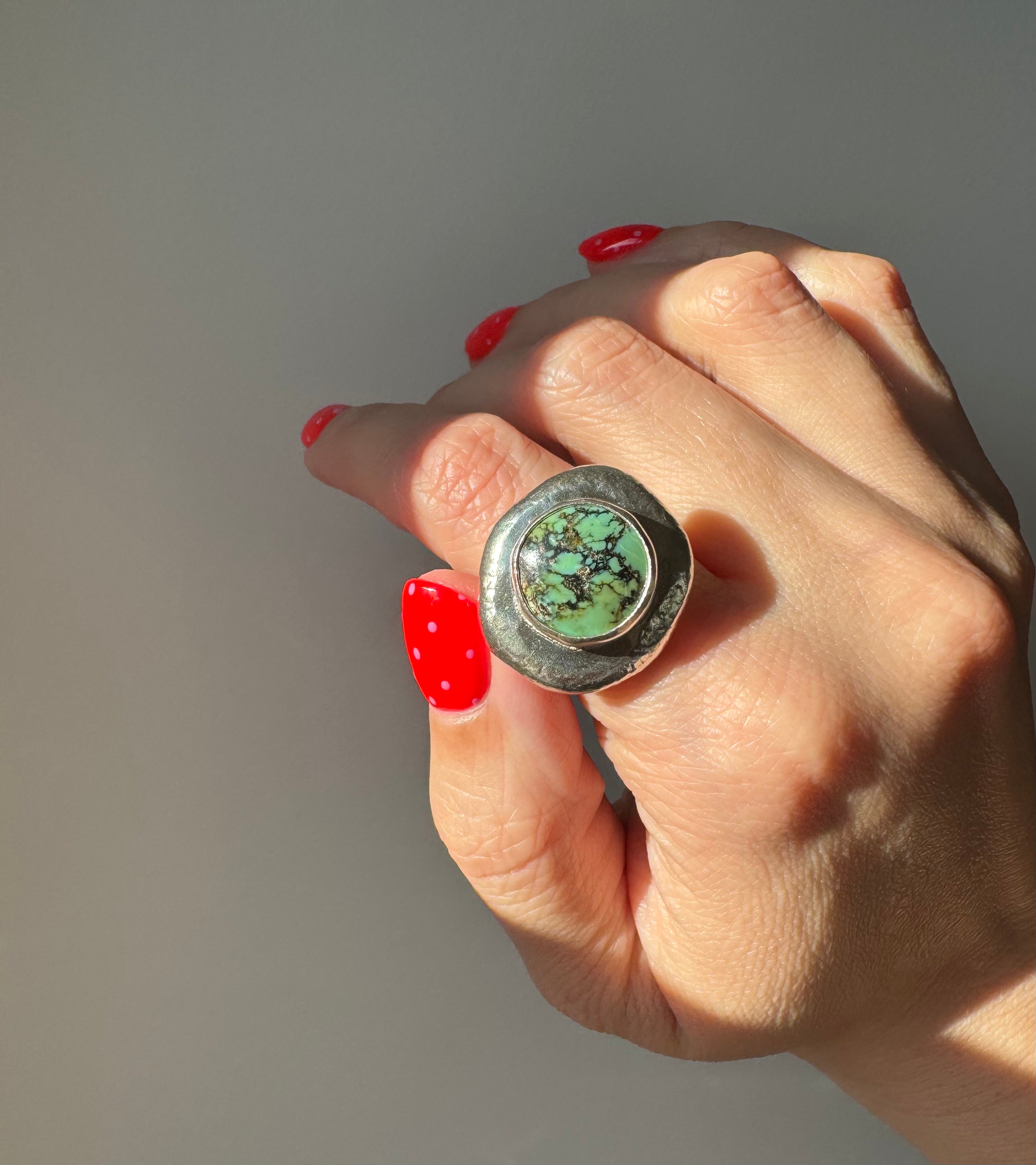 Turquoise Medallion Ring (Size 8.5)