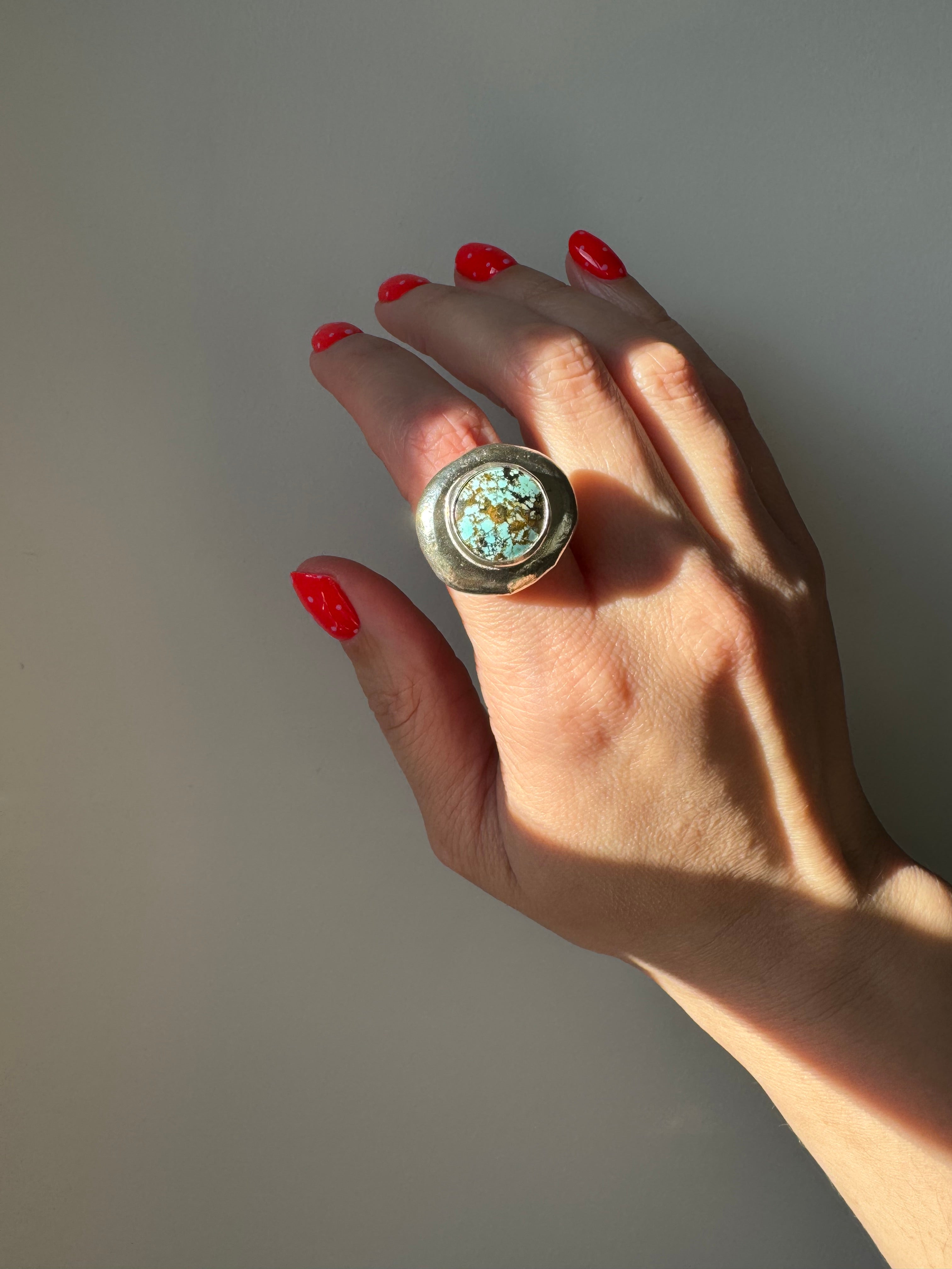 Turquoise Medallion Ring (Size 7.25)