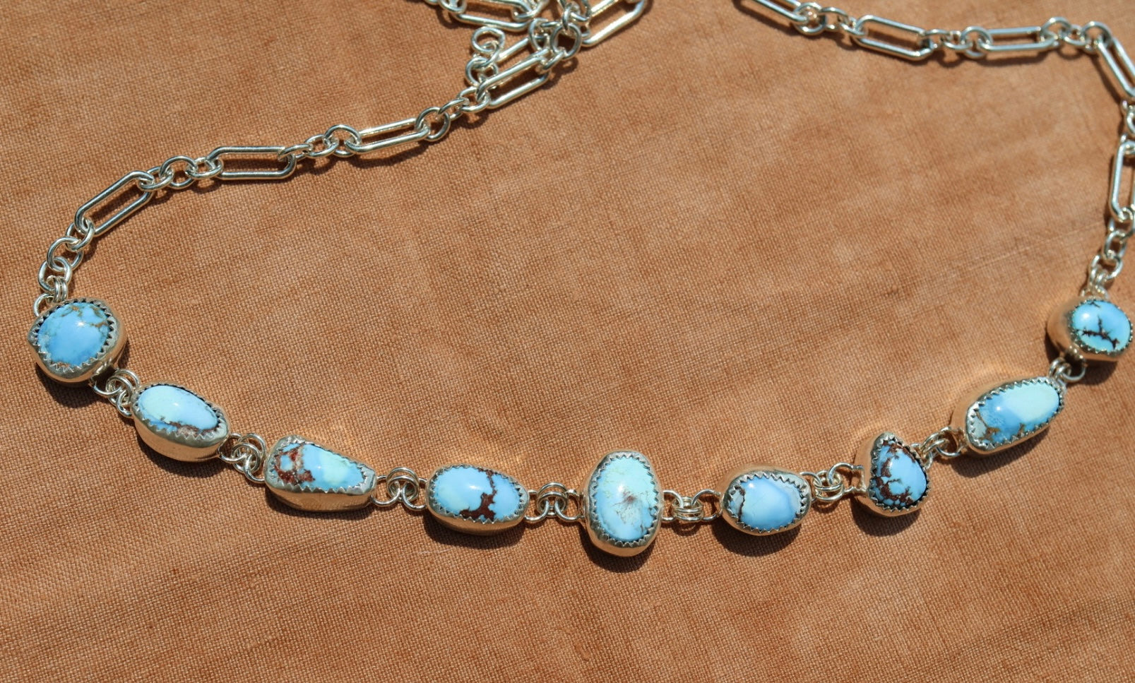 Golden Hills Turquoise Choker Necklace in Sterling Silver | Colorful Turquoise Statement — One of a Kind