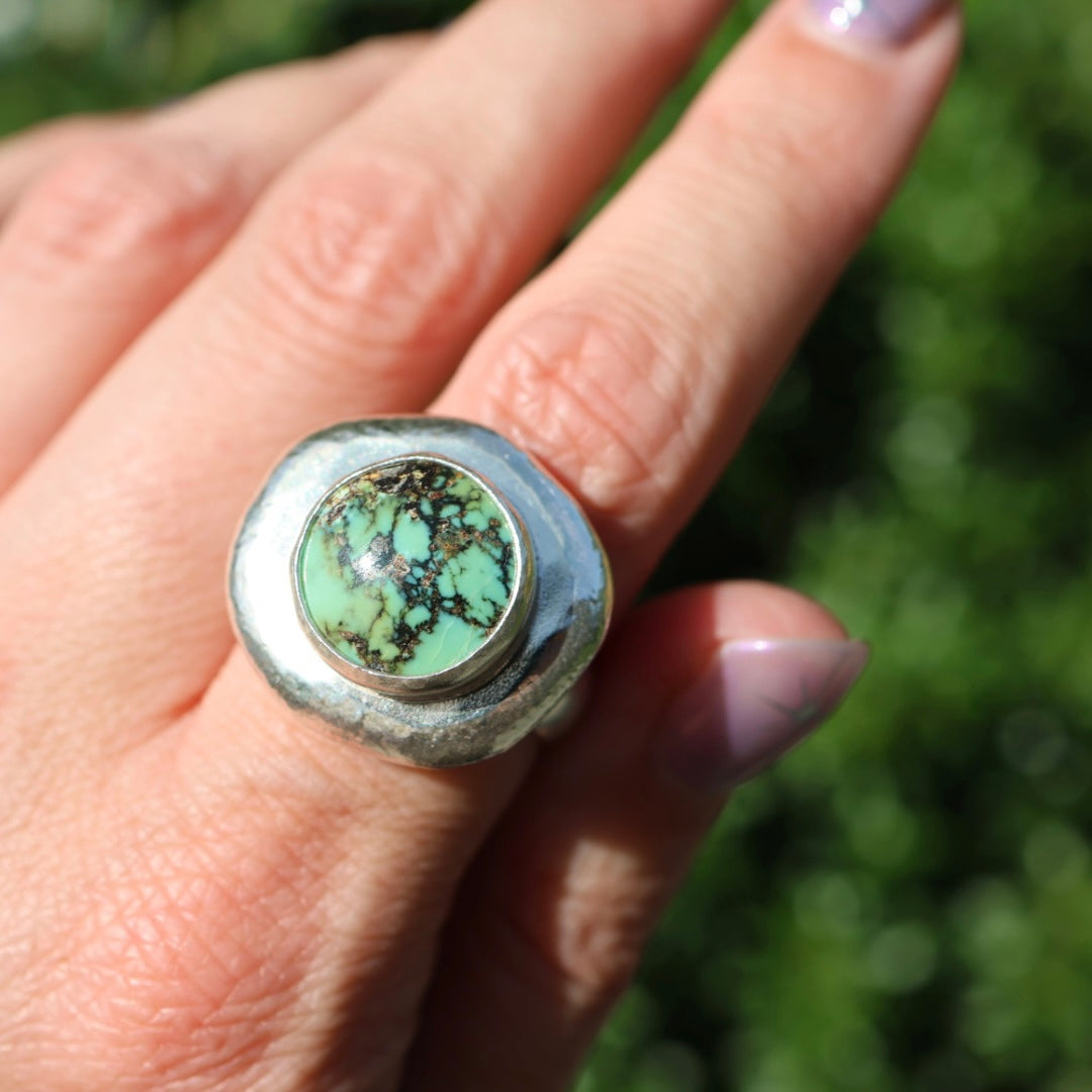 Turquoise Medallion Ring (Size 8.5)
