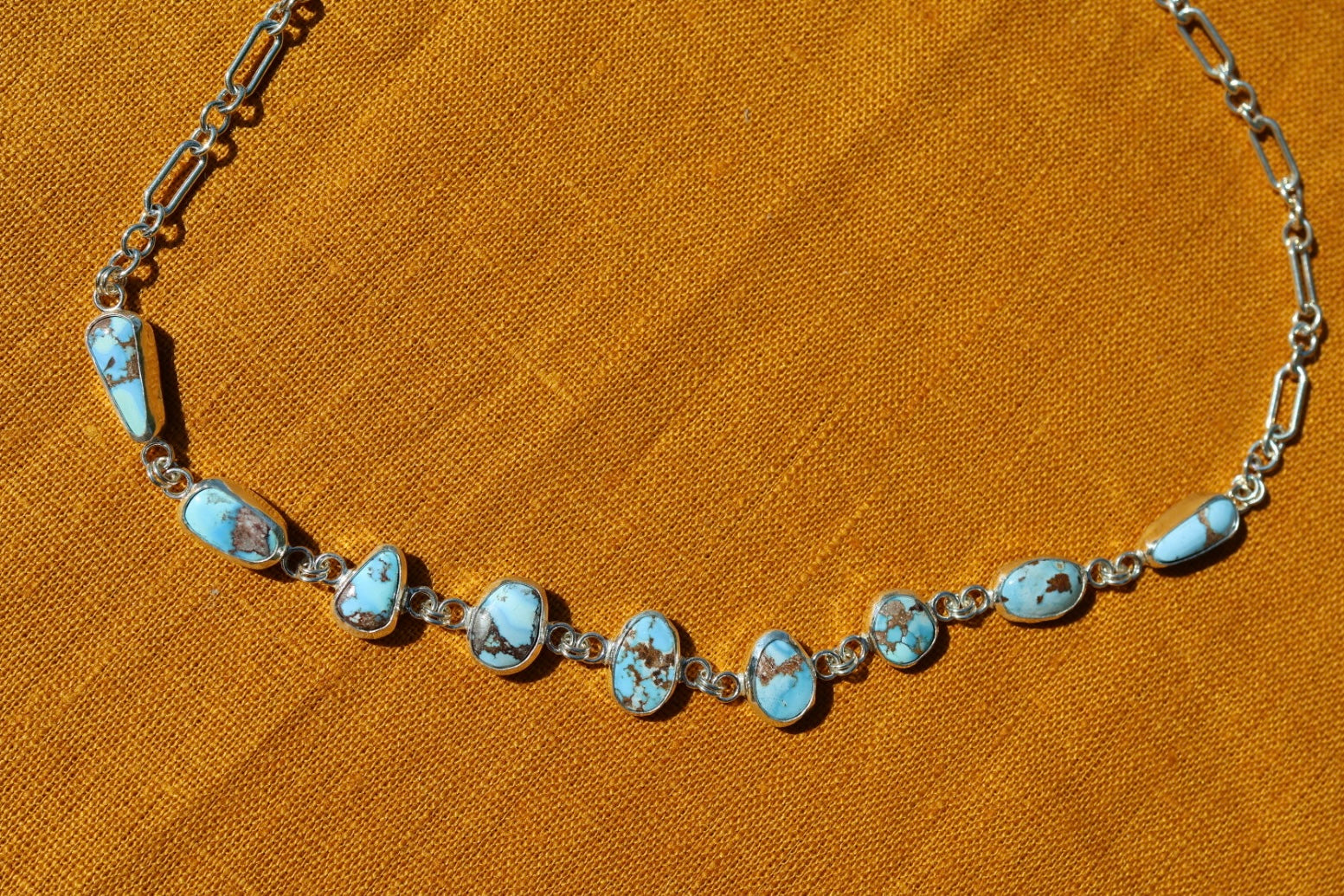 Golden Hills Turquoise Choker Necklace in Sterling Silver | Colorful Turquoise Statement — One of a Kind