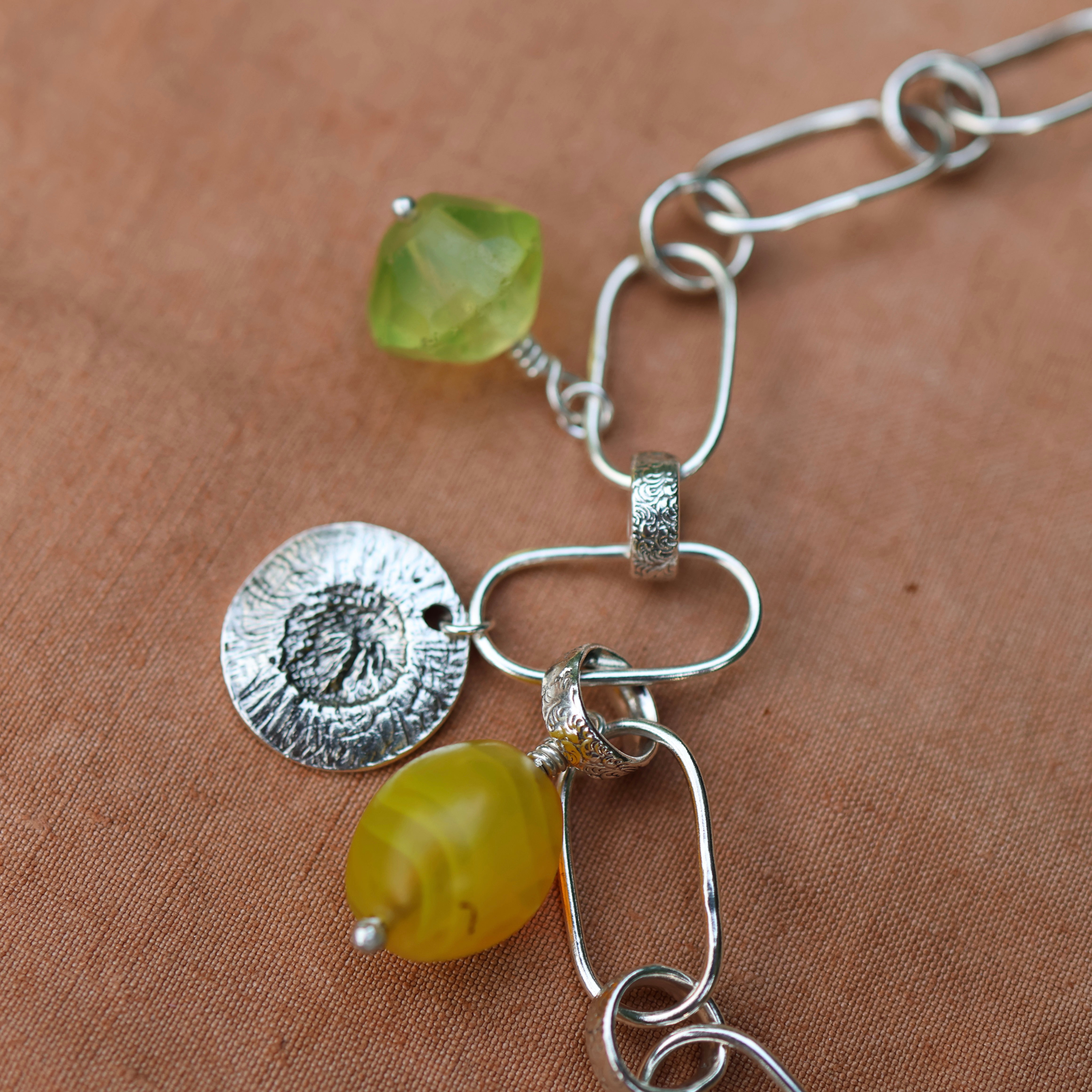 Sage Chain Necklace in Sterling and Fine Silver | Handcrafted Botanical Statement Chain— One of a Kind