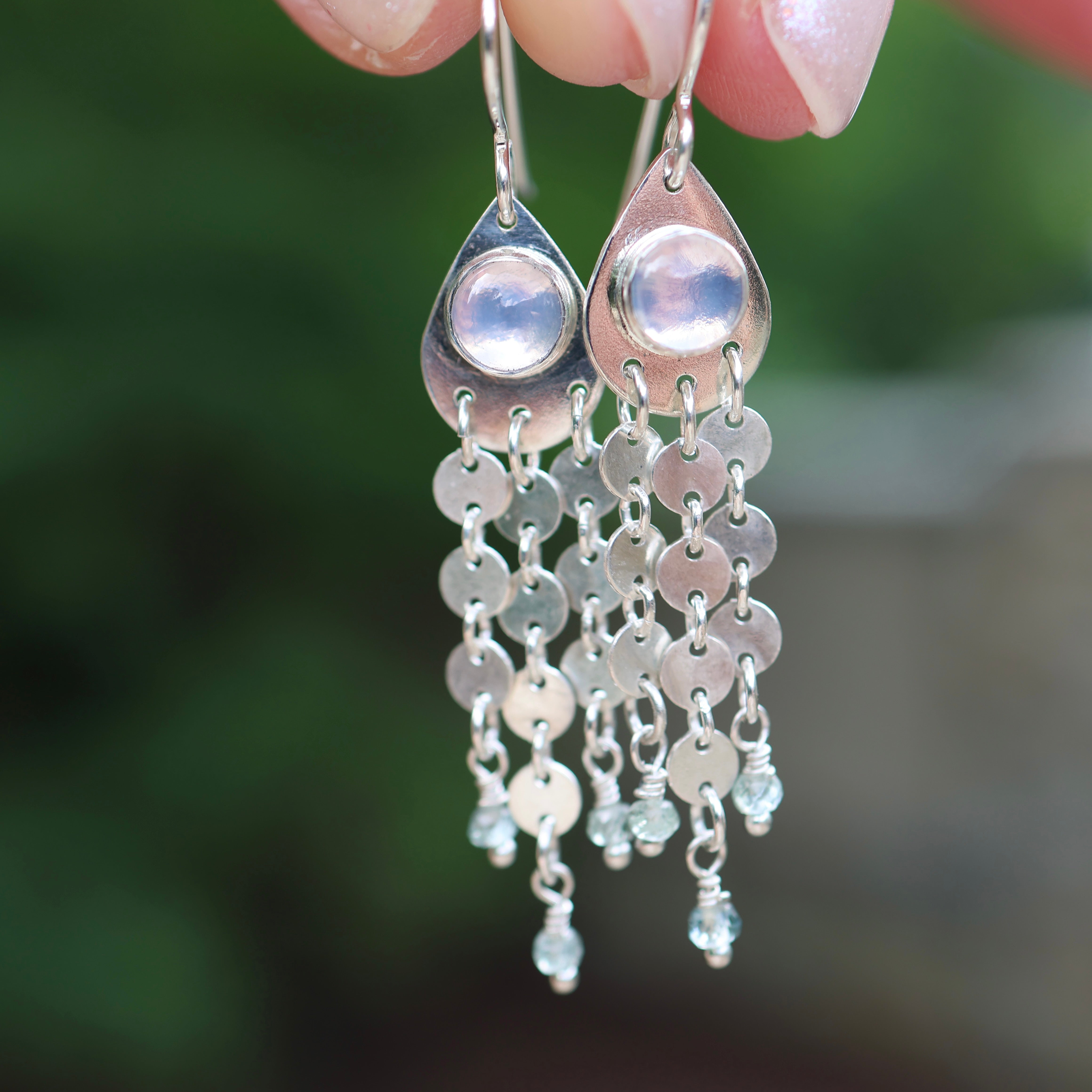 Lavender Moon Quartz & Montana Sapphire Earrings