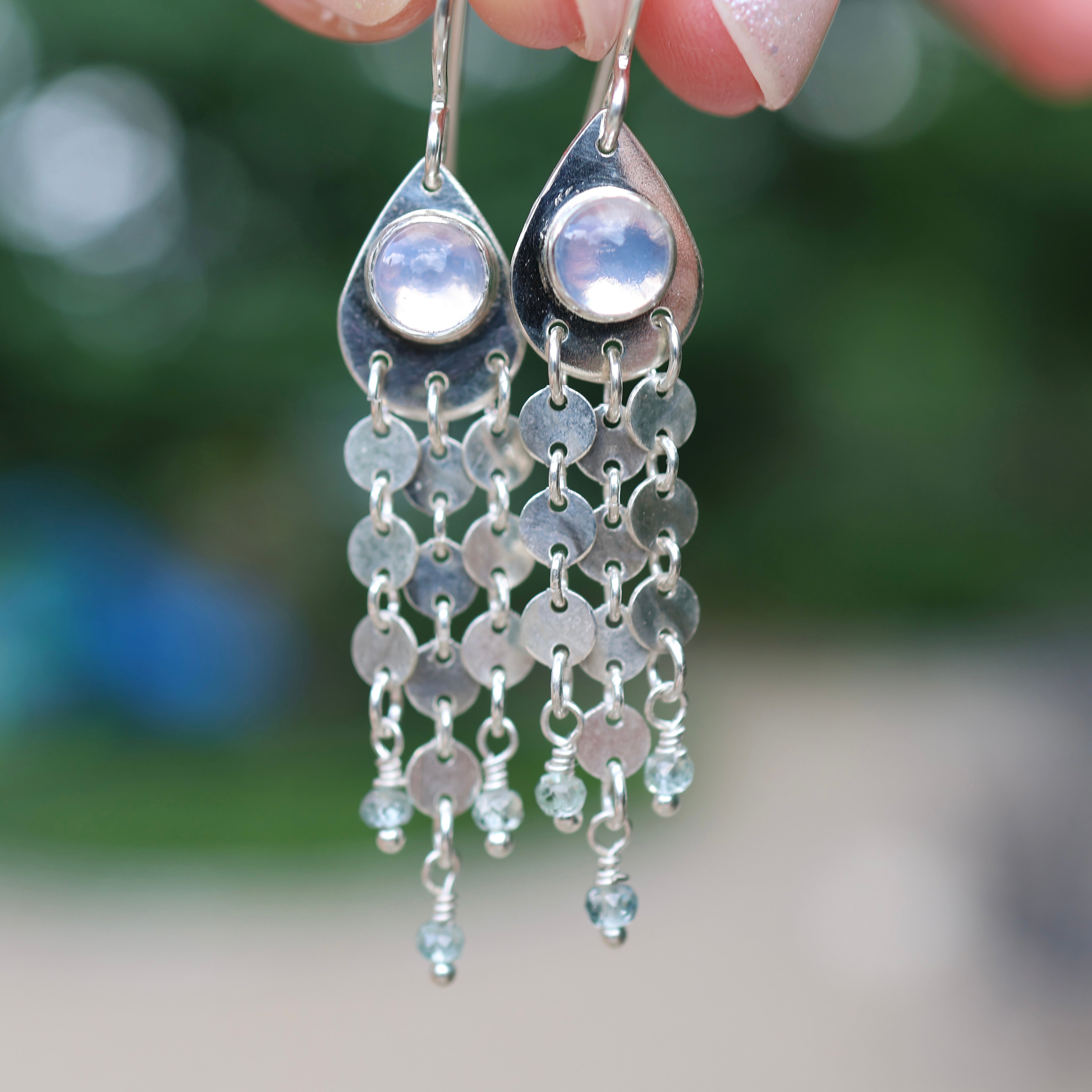 Lavender Moon Quartz & Montana Sapphire Earrings