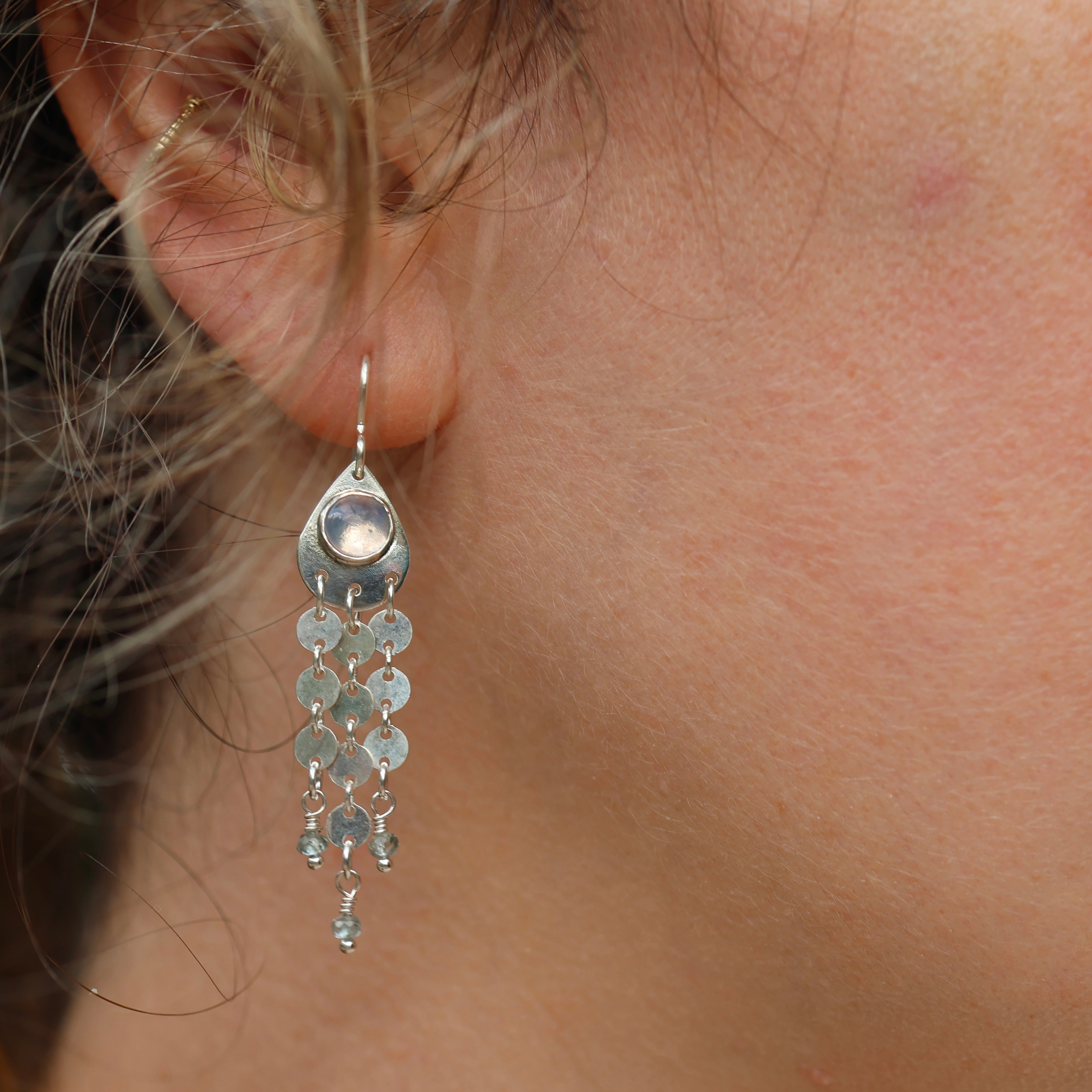 Lavender Moon Quartz & Montana Sapphire Earrings