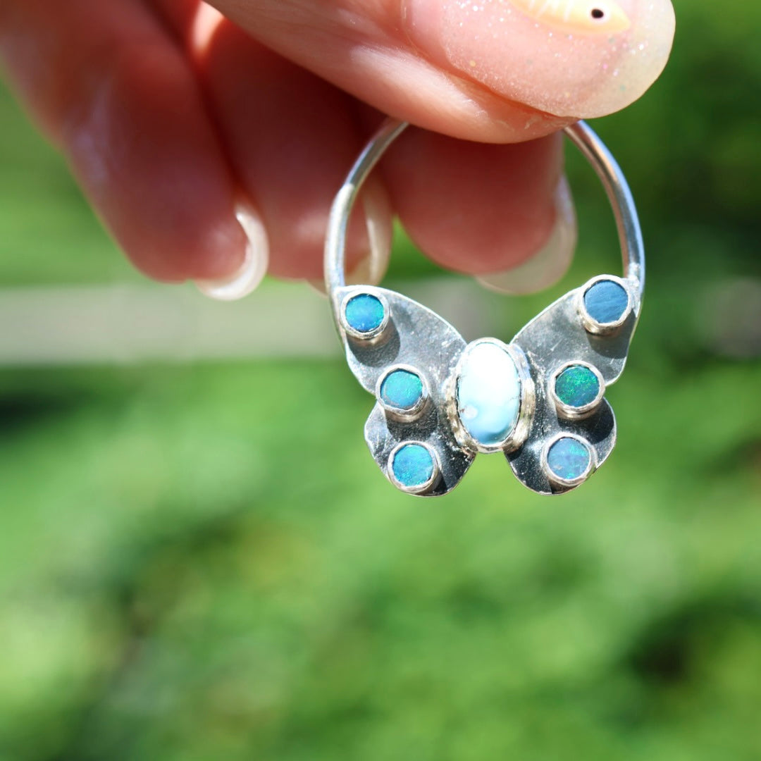 Turquoise & Opal Butterfly Necklace