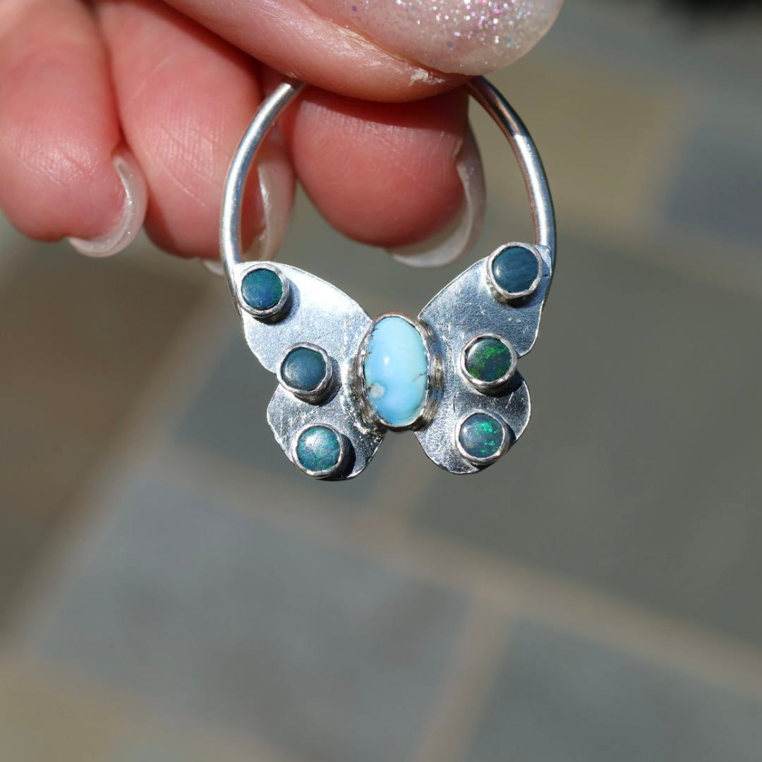 Turquoise & Opal Butterfly Necklace