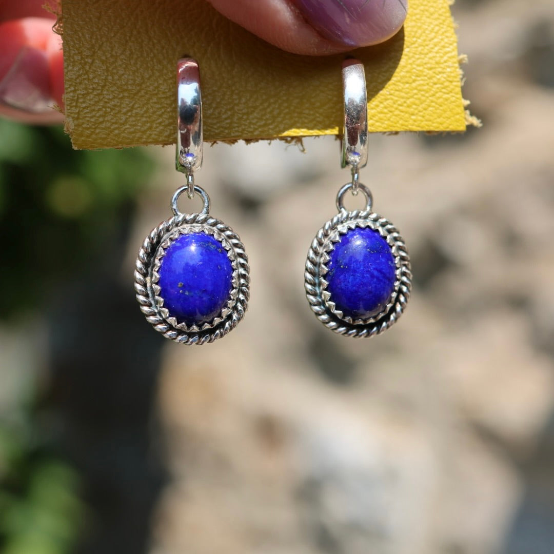 Lapis Earrings | Huggie Hoops