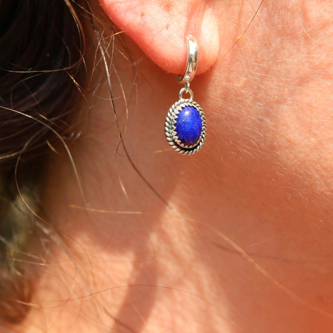 Lapis Earrings | Huggie Hoops