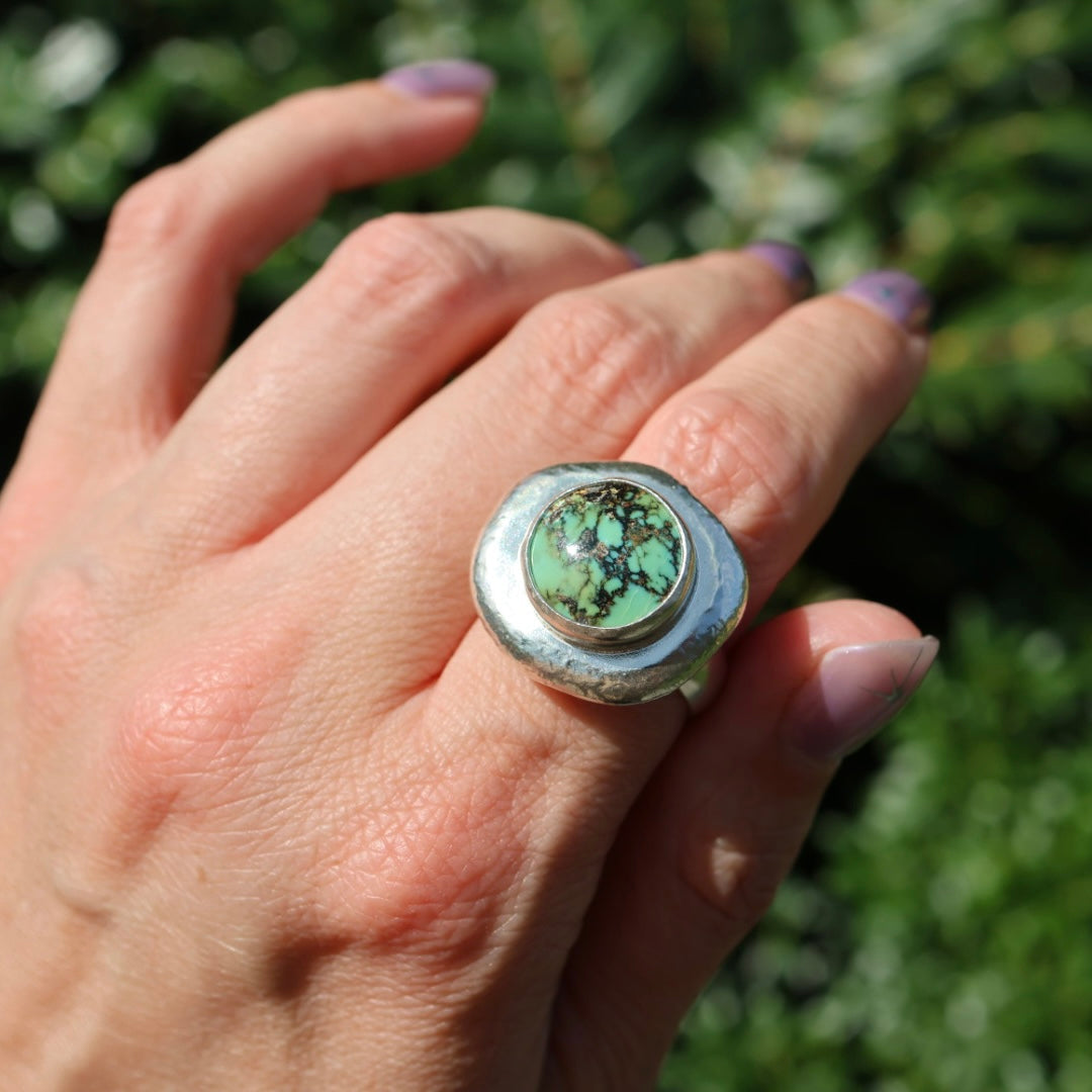 Turquoise Medallion Ring (Size 8.5)