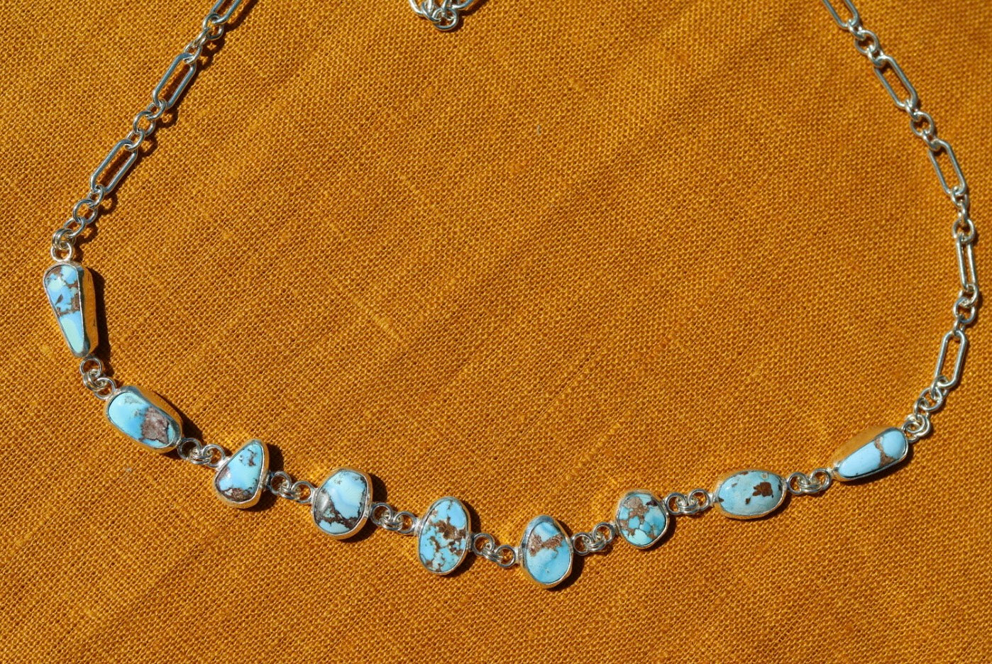 Golden Hills Turquoise Choker Necklace in Sterling Silver | Colorful Turquoise Statement — One of a Kind