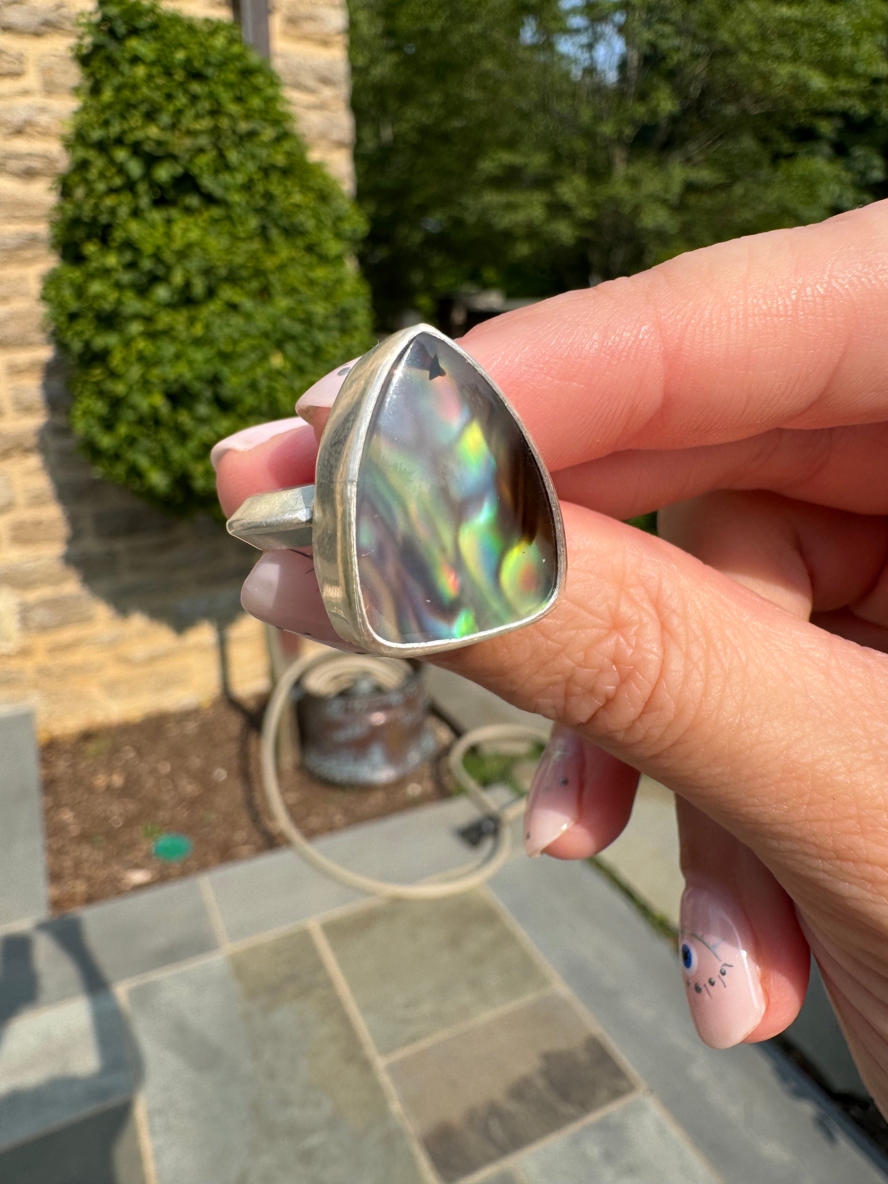 Montana Agate with New Zealand Abalone (Size 5.5-6)