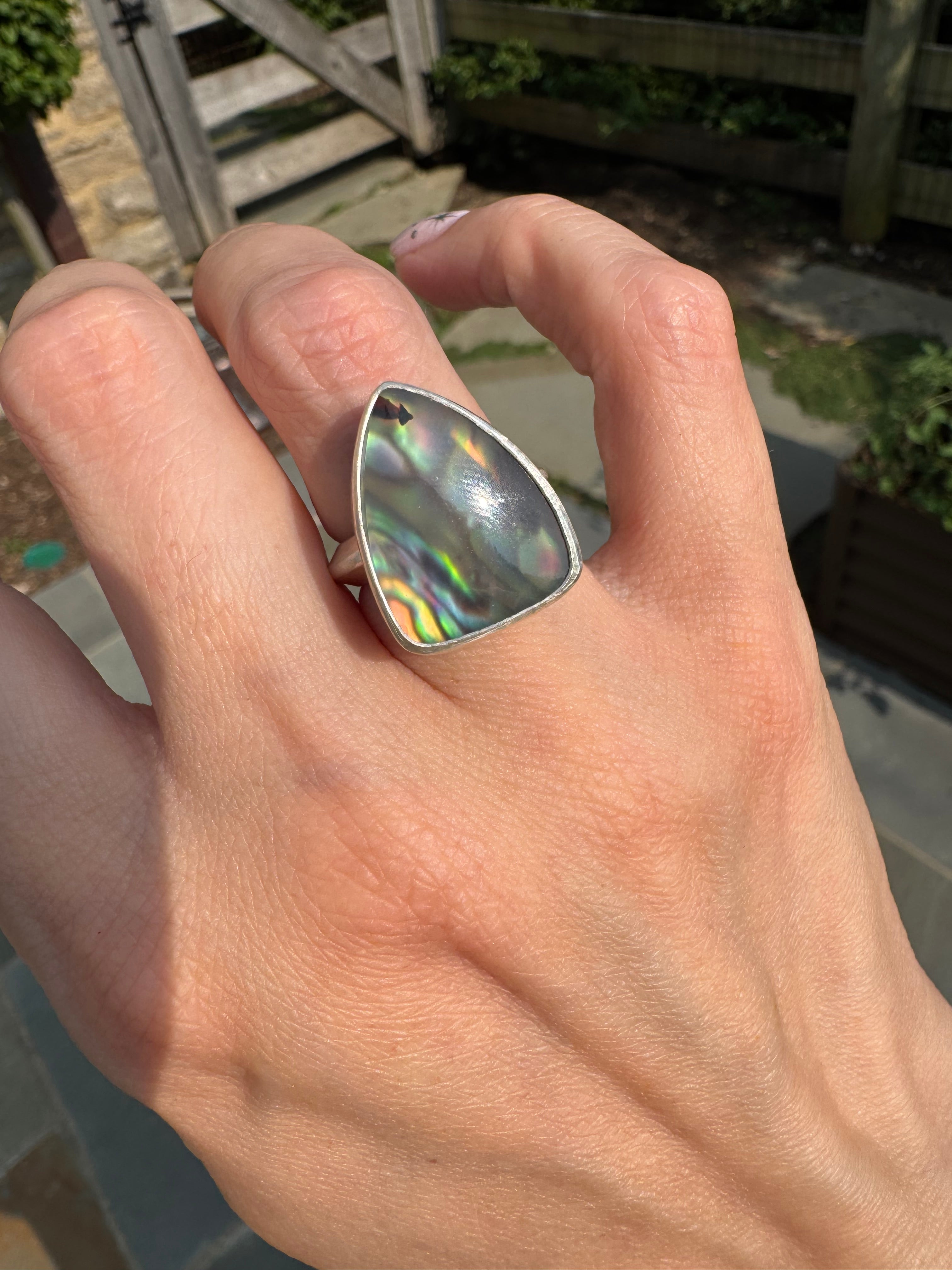 Montana Agate with New Zealand Abalone (Size 5.5-6)
