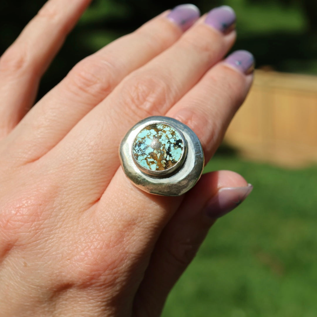 Turquoise Medallion Ring (Size 7.25)