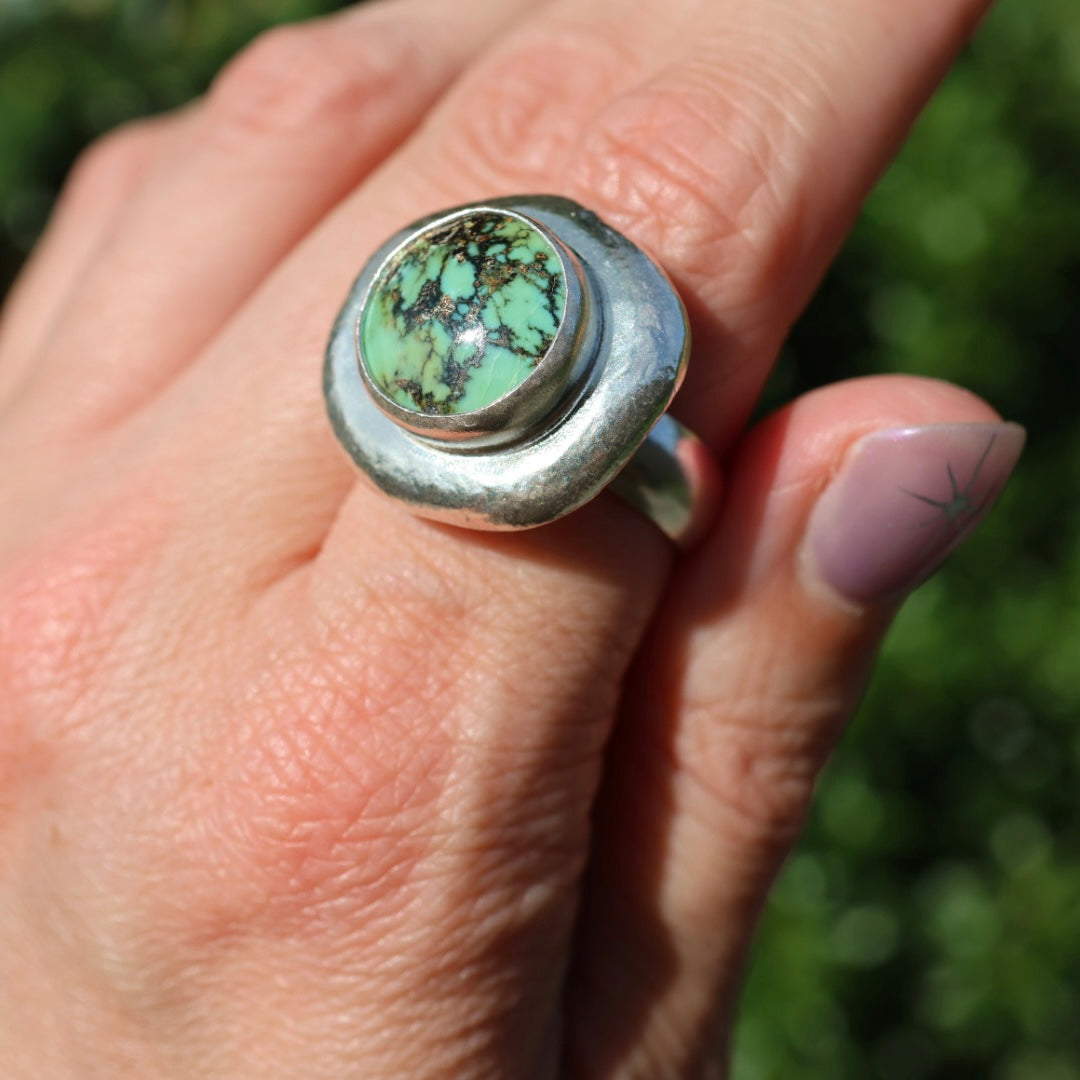 Turquoise Medallion Ring (Size 8.5)