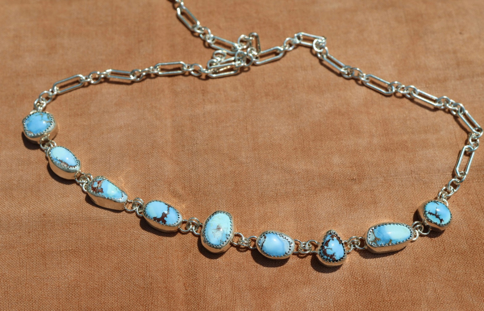 Golden Hills Turquoise Choker Necklace in Sterling Silver | Colorful Turquoise Statement — One of a Kind