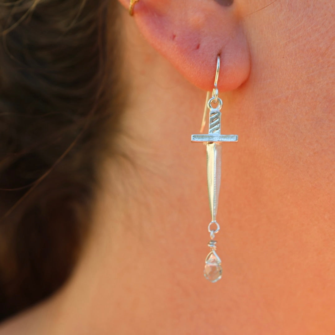 Sword Earrings with Beads