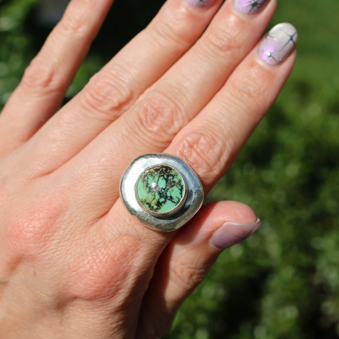 Turquoise Medallion Ring (Size 8.5)