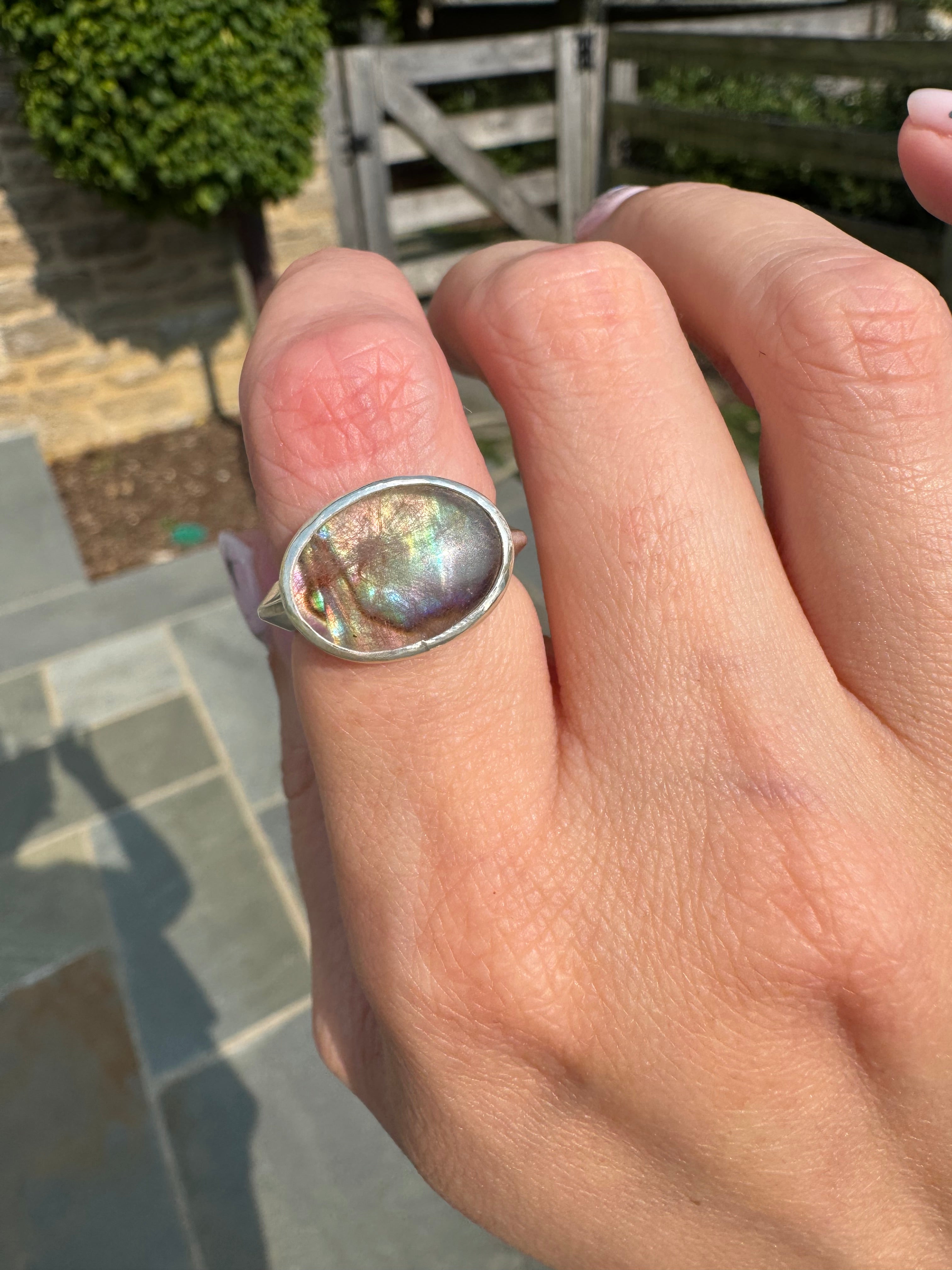 Rutile Quartz with New Zealand Abalone (Size 6.75)