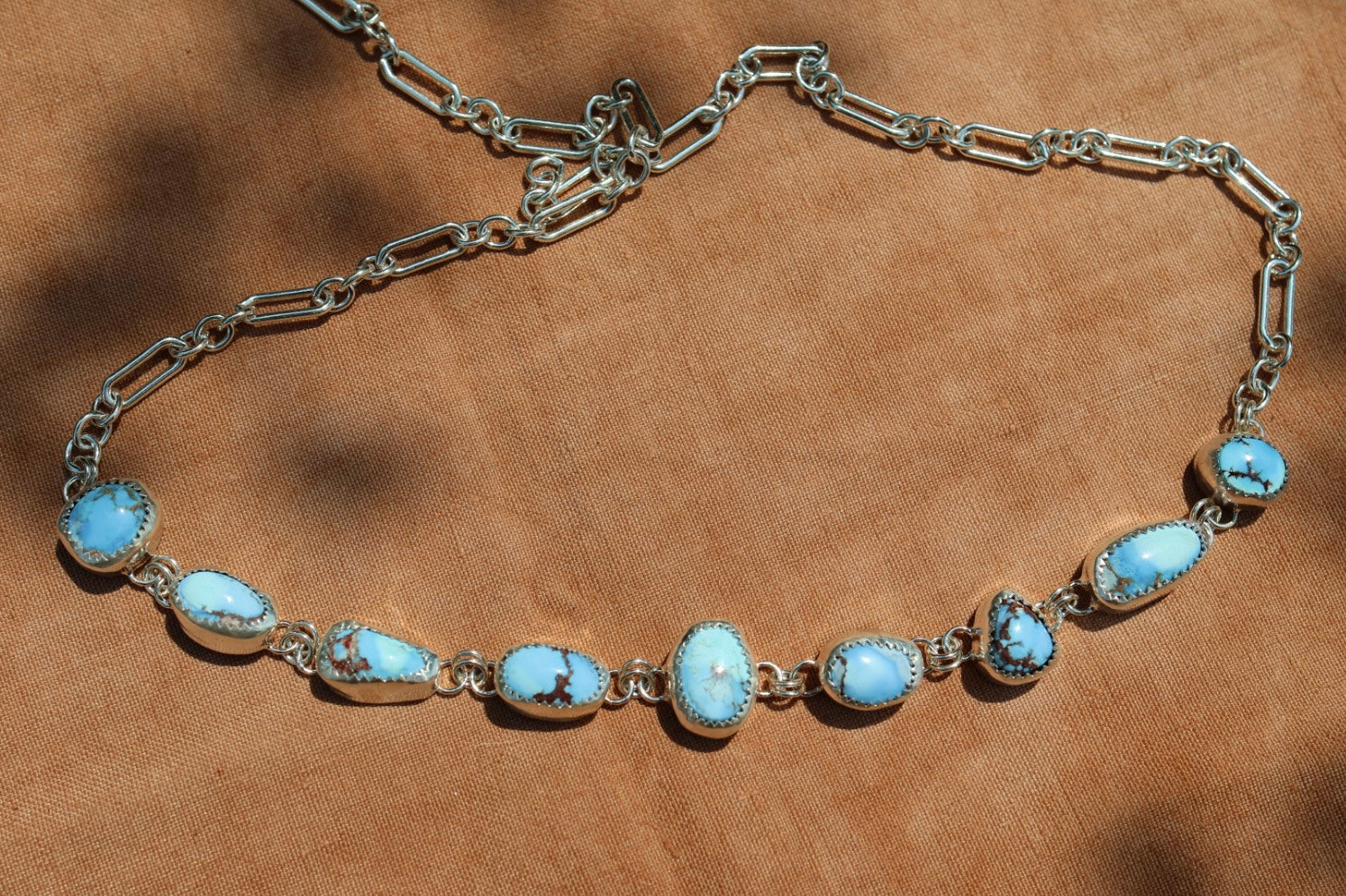 Golden Hills Turquoise Choker Necklace in Sterling Silver | Colorful Turquoise Statement — One of a Kind