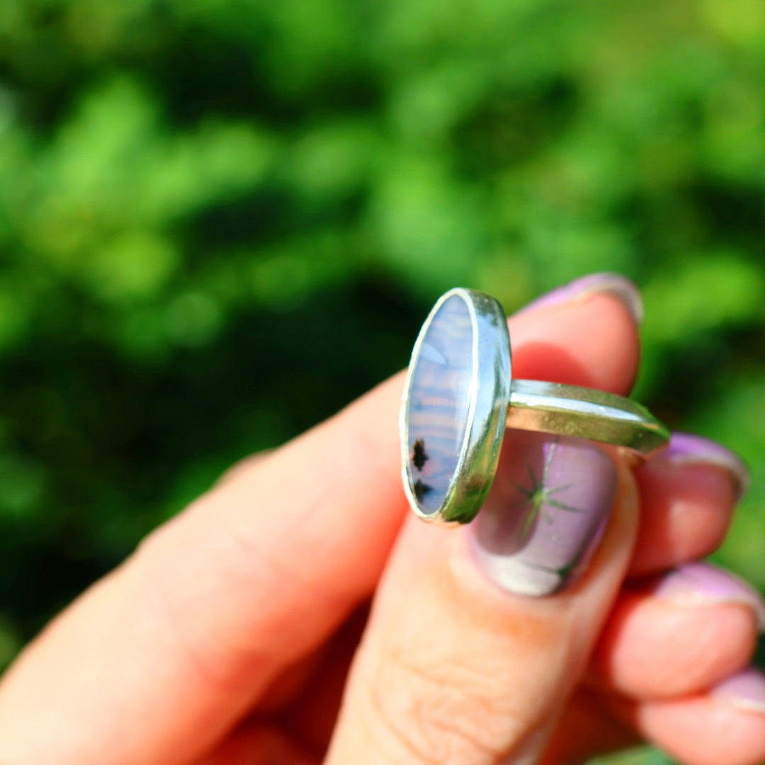 Montana Agate & New Zealand Abalone Ring | Statement Pinky Ring | Size 3.25-3.75