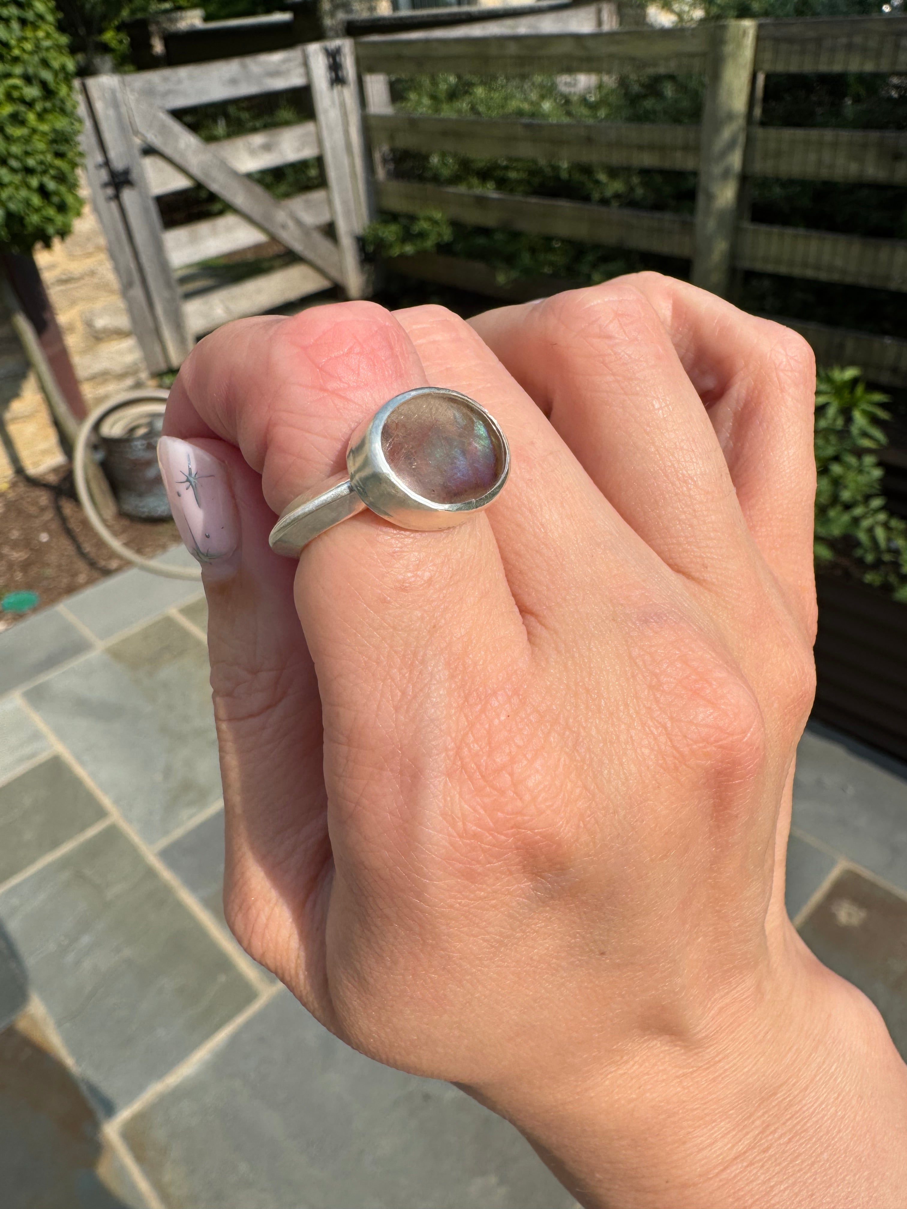 Rutile Quartz with New Zealand Abalone (Size 6.75)