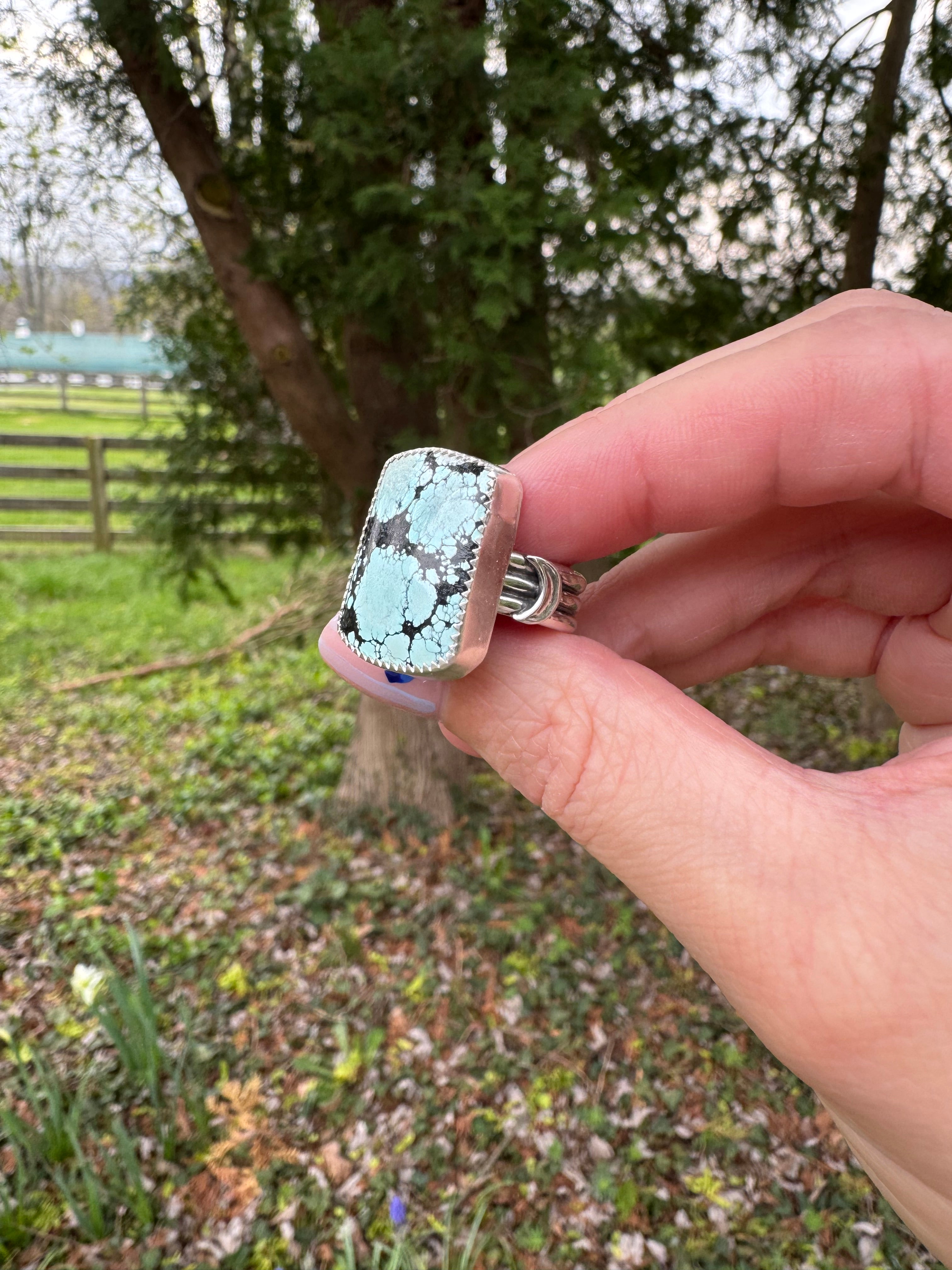 Sterling_Silver_Barrel_Turquoise_Ring_Blue_Moon