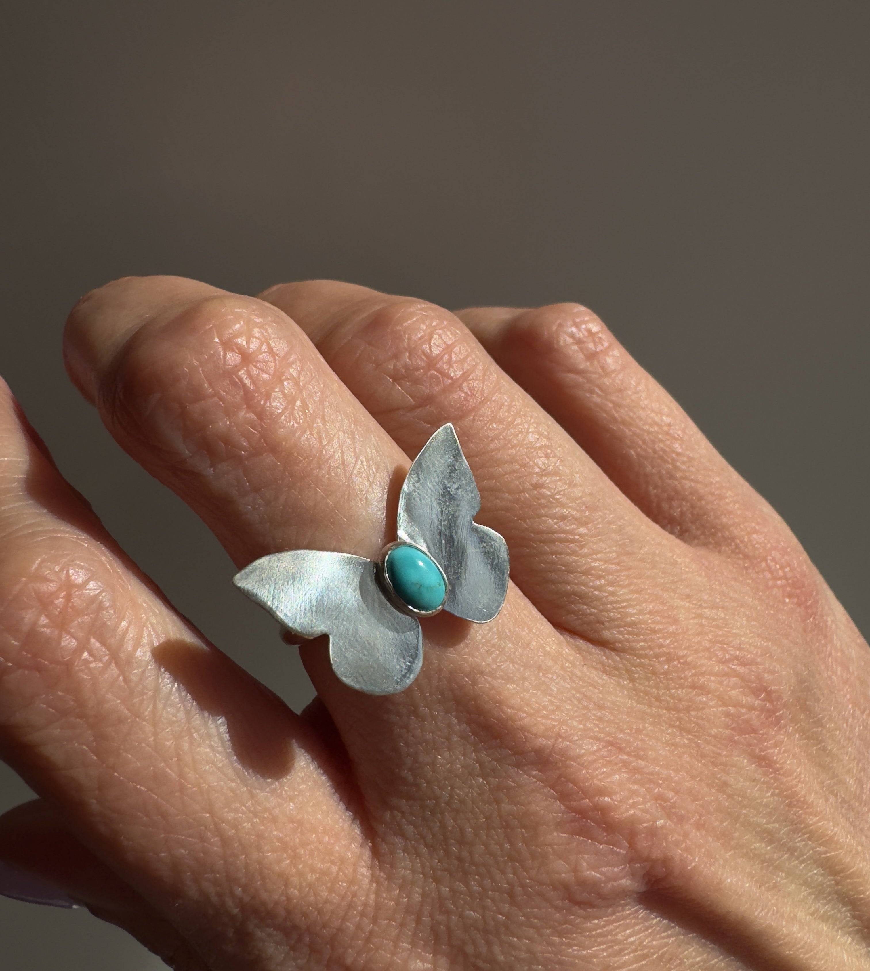 Carriage House Jewelry | Butterfly Ring with Carico Lake Turquoise (Size 5.25)
