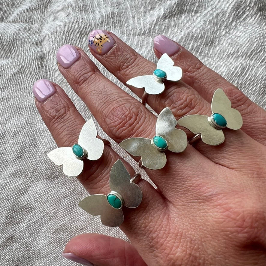 Carriage House Jewelry | Butterfly Ring with Carico Lake Turquoise (Size 5.25)