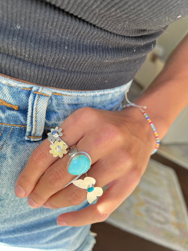 Carriage House Jewelry | Butterfly Ring with Carico Lake Turquoise (Size 5.25)