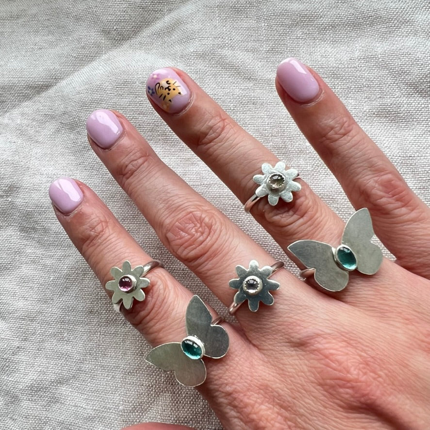 Carriage House Jewelry | Butterfly Ring with Tourmaline (Size 5.5)