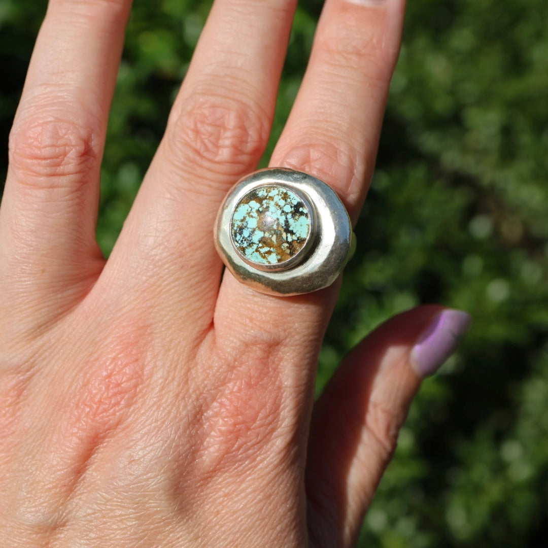 Turquoise Medallion Ring (Size 7.25)