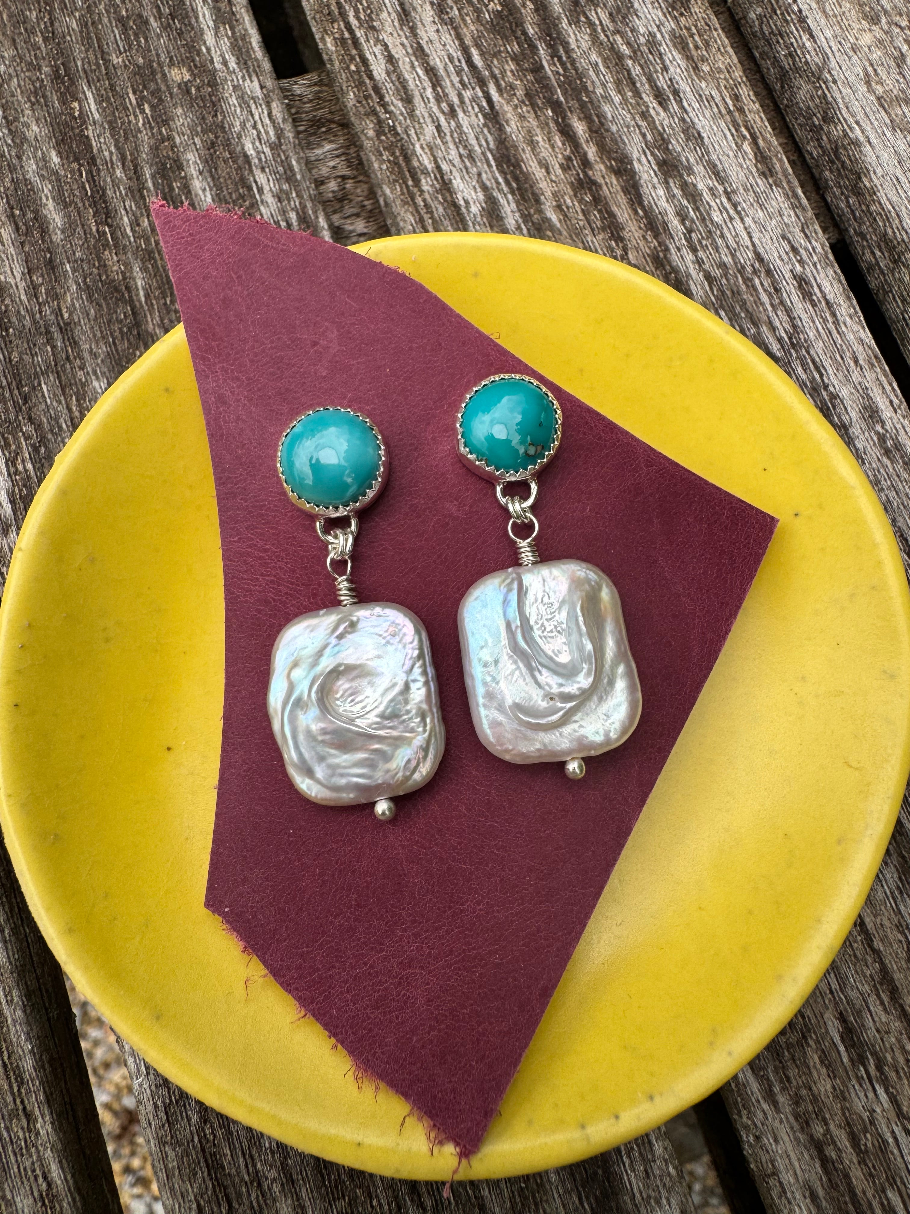 Carico Lake Turquoise & Baroque Pearl Earrings