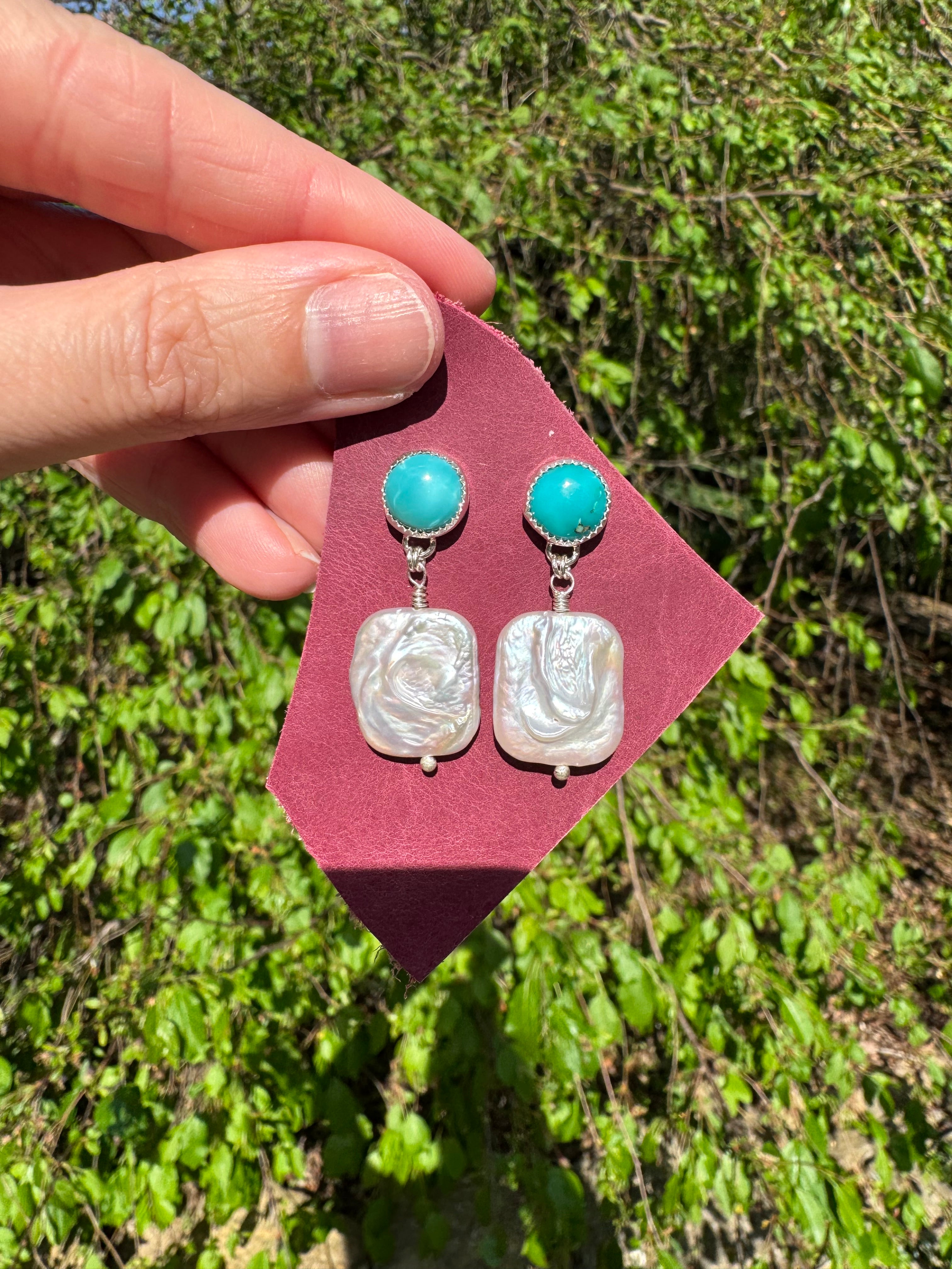 Carico Lake Turquoise & Baroque Pearl Earrings