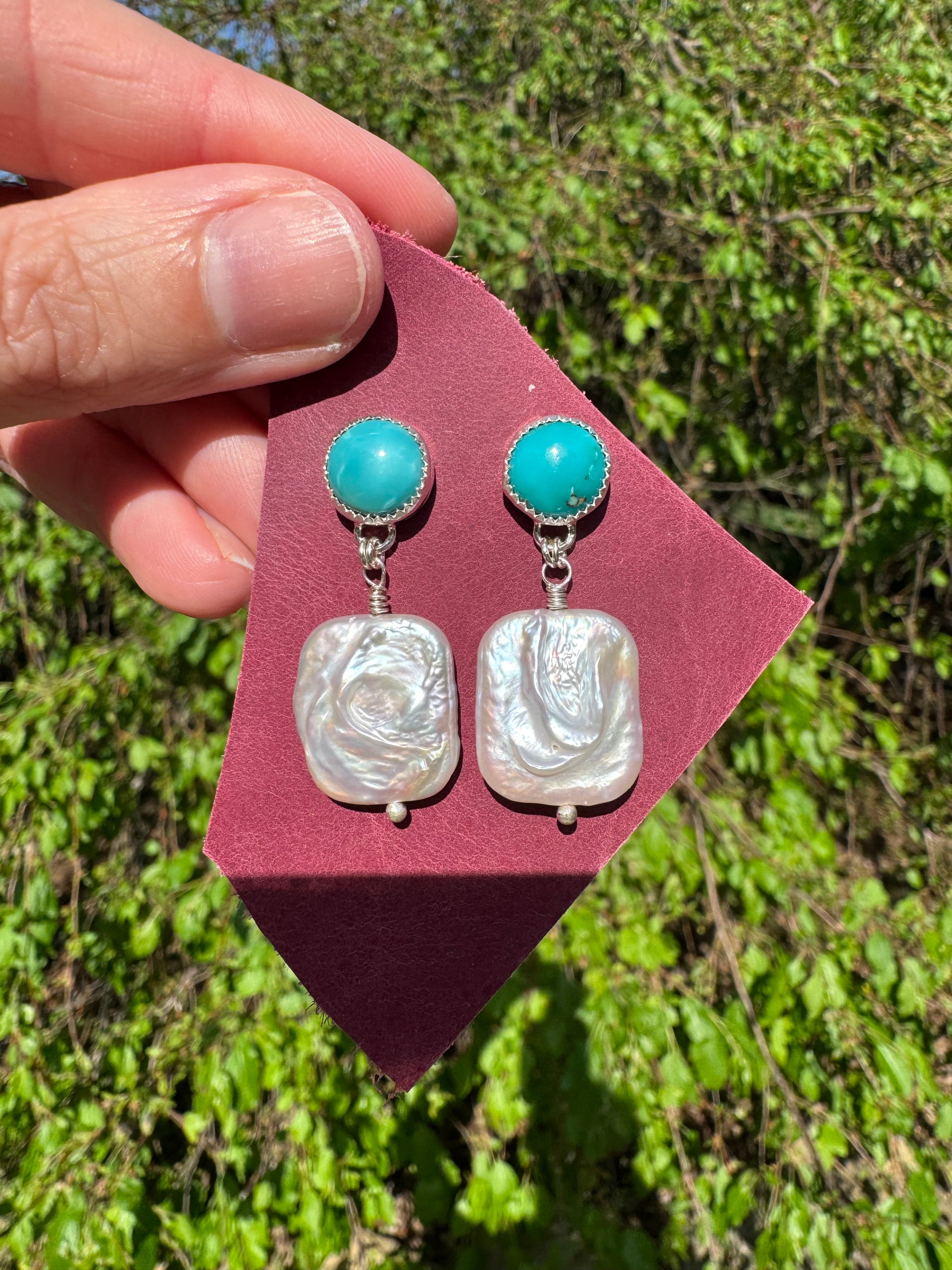 Carico Lake Turquoise & Baroque Pearl Earrings