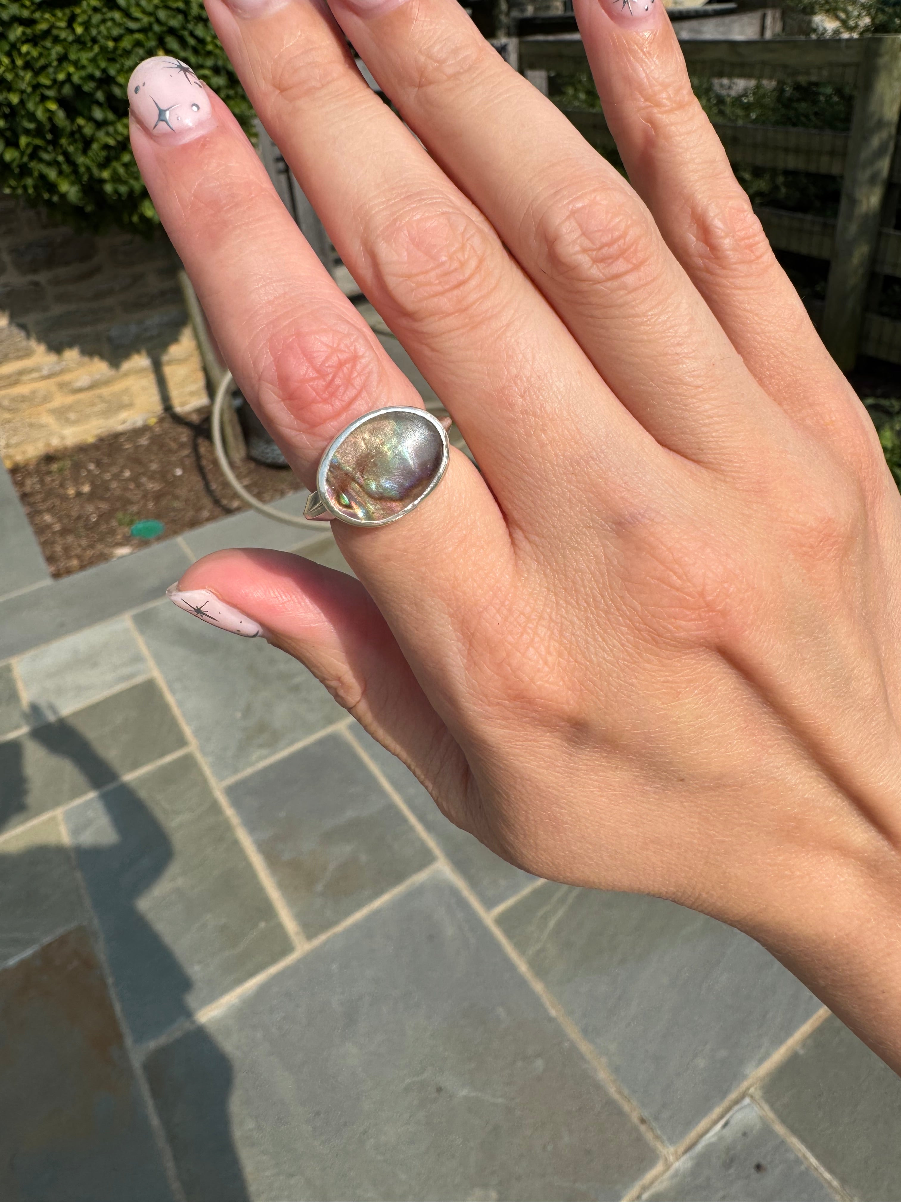 Rutile Quartz with New Zealand Abalone (Size 6.75)