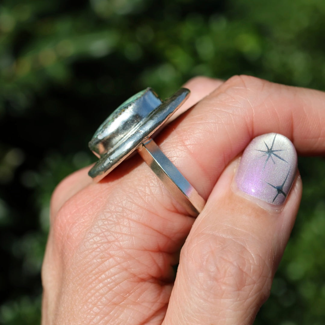 Crescent Lake Variscite Medallion Ring (Size 10.5-10.75)
