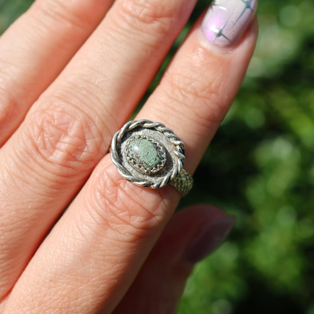 Egyptian Turquoise Nest Ring (size 6.5/6.75)