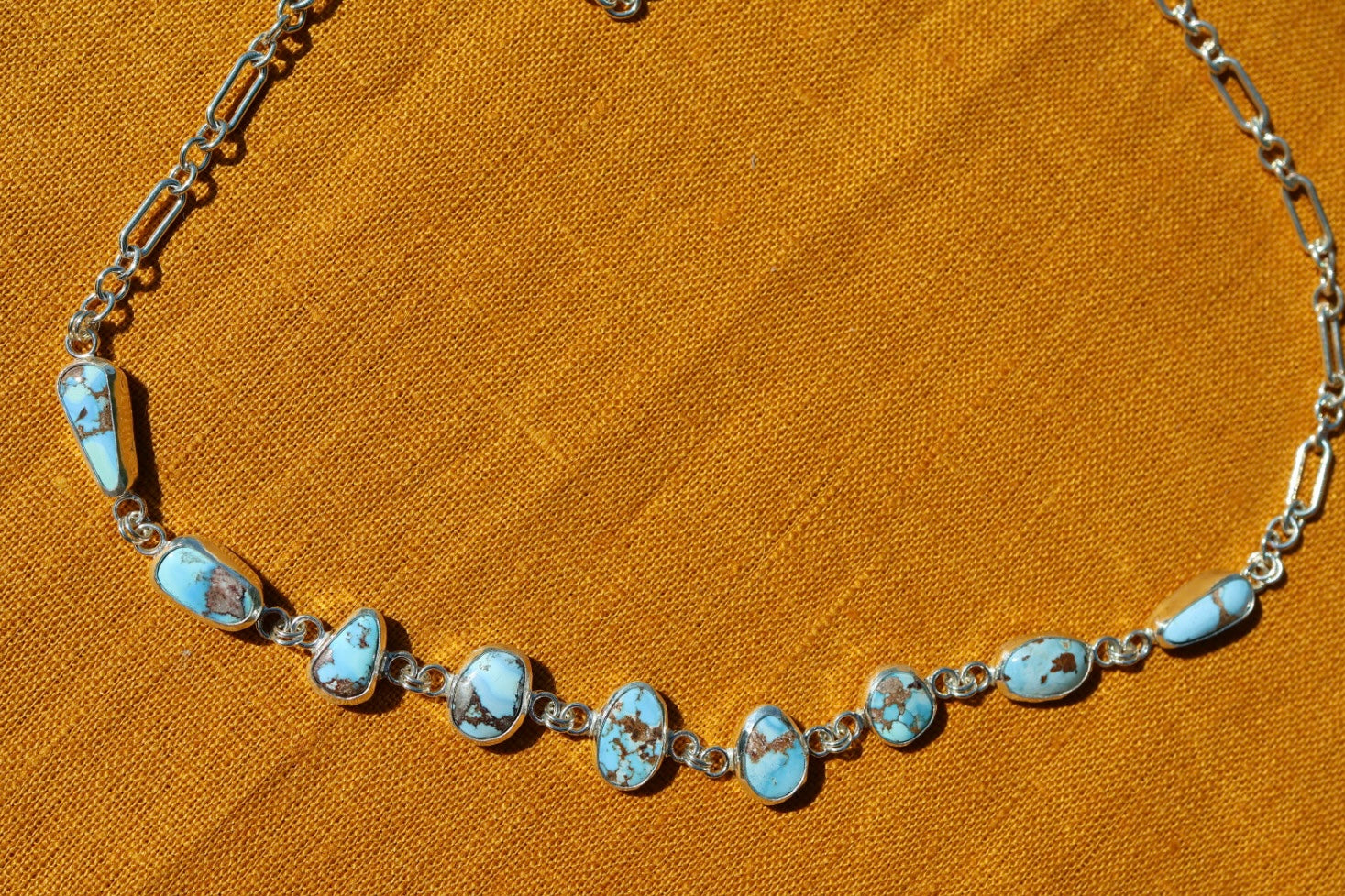 Golden Hills Turquoise Choker Necklace in Sterling Silver | Colorful Turquoise Statement — One of a Kind